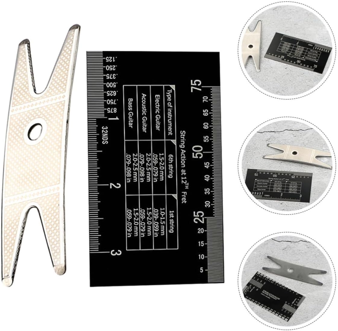 ibasenice String Action Ruler Gauge Tool for Violin and Guitar Measuring Vertical Distance and String Height with Stainless Steel Material, Easy to Use and Accurate Measurement for Music
