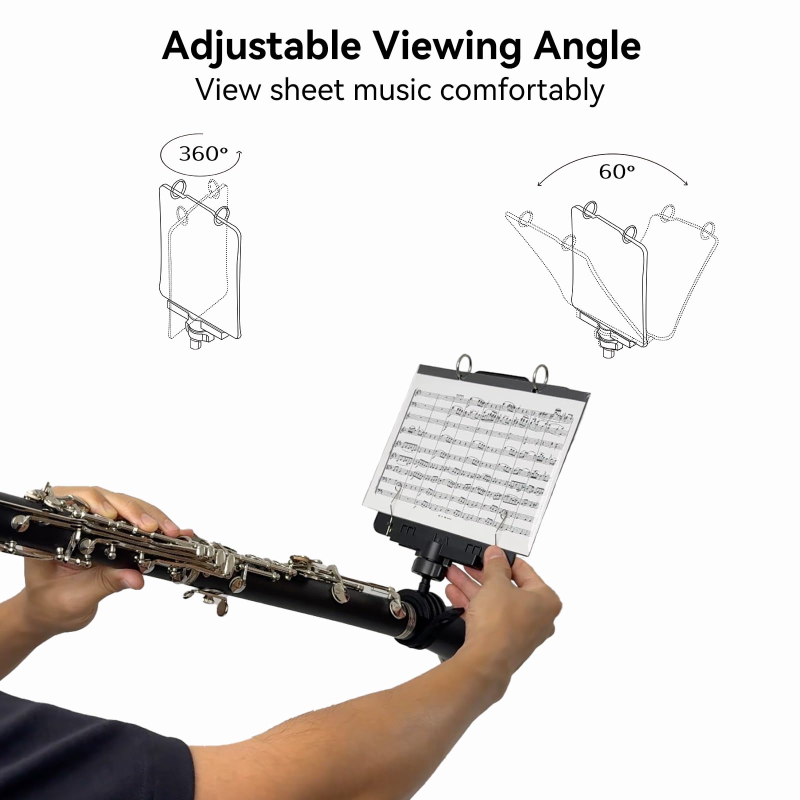 Trumpet Lyre TC10, Adjustable Marching Band Lyre for Trumpet with Flip Folder, Includes 10 Refill Sleeves