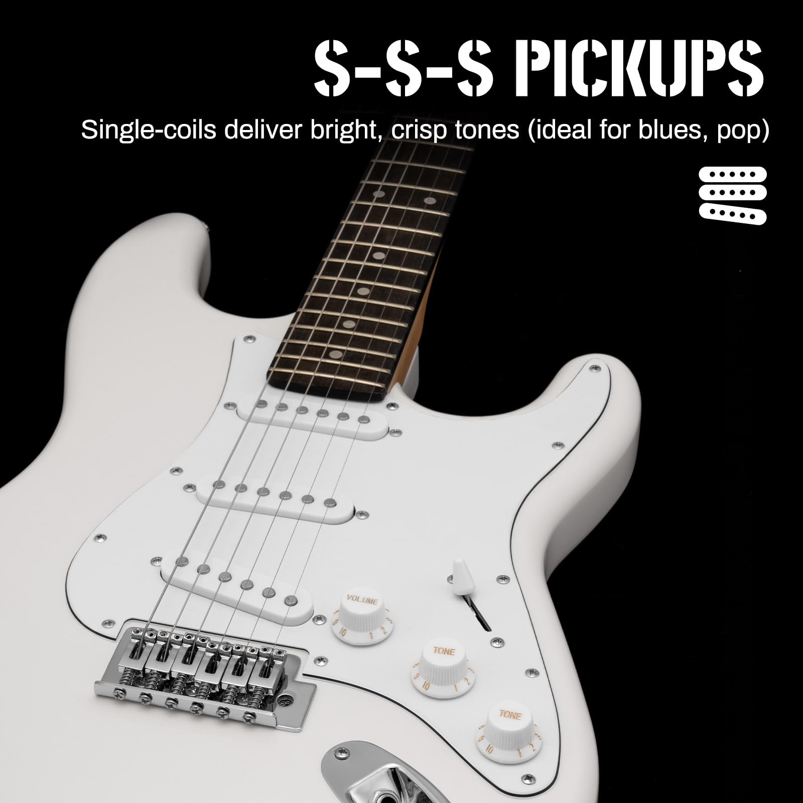 AODSK Electric Guitar with Amp Beginner Kit 39 Inch Solid Body Full Size,All Accessories,Digital Tuner,Six Strings,Four Picks,Tremolo Bar,Strap,Gig Bag,Starter kit (Blue-HSS)