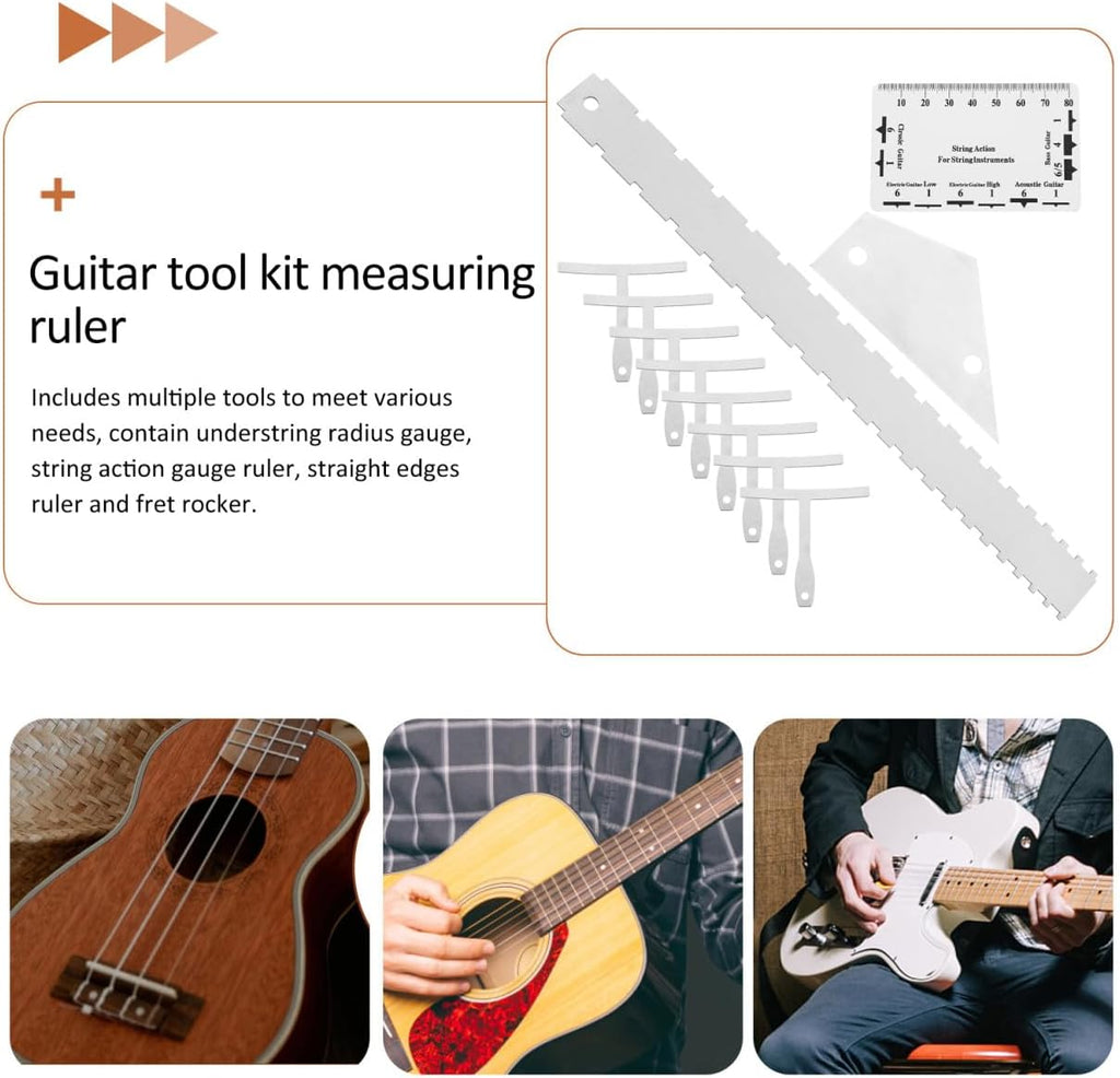 12pcs Guitar Repair Tool Kit String Action Gauge Ruler Radius Gauges Electric Bass Acoustic Guitar Accessories