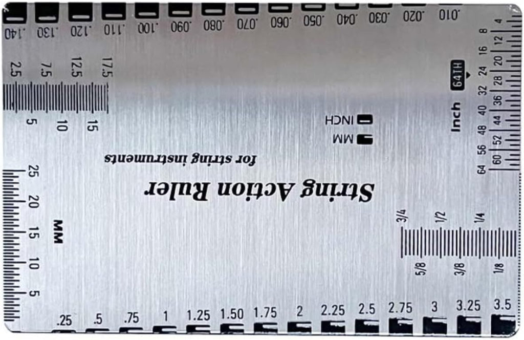 TopHomer String Action Gauge Ruler, Stainless Steel Guitar String Height Gauge with Inch & Metric Scales for Electric Acoustic Bass and Luthier Use