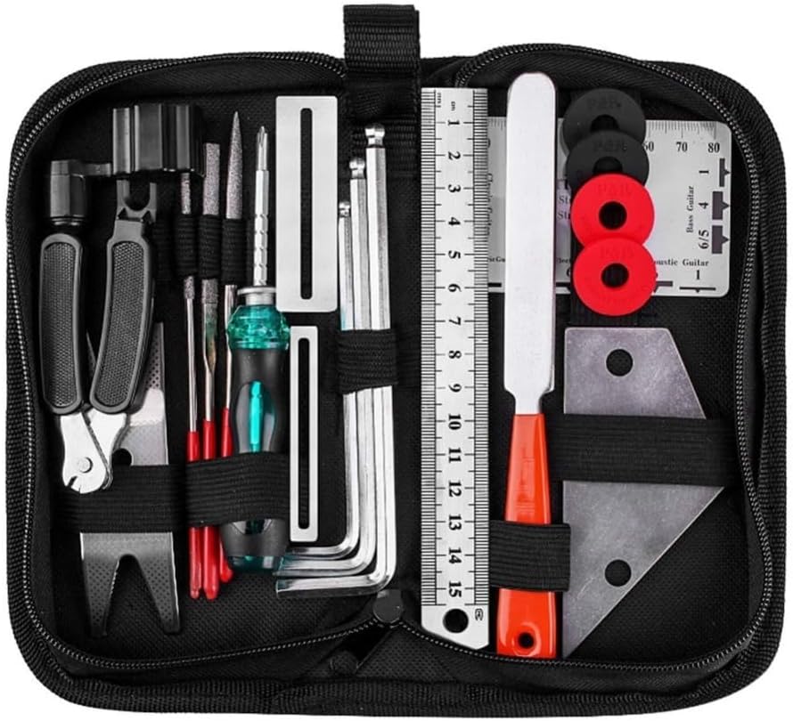 – Professional Guitar Maintenance Kit with String Organizer Guitar Winder String Cutter String Action Ruler Gauge for Acoustic Guitar Ukulele Bass