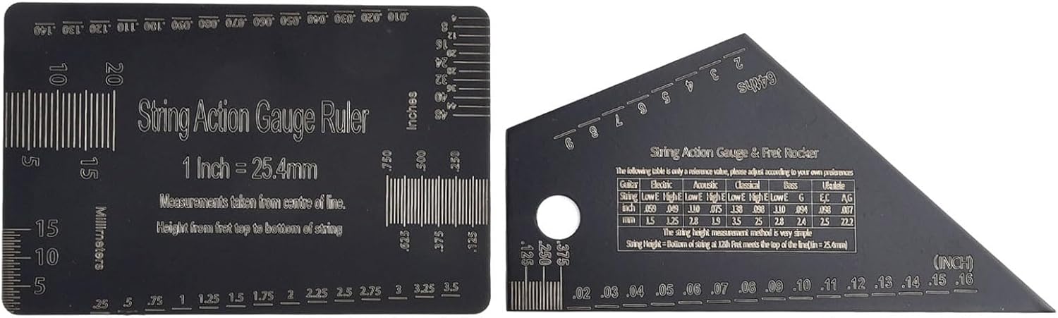 4-Piece Guitar Luthier Tools Kit With Notched Straight Edge, Fret Leveling Beam, String Action Ruler And Fret Rocker, Stainless Steel Setup Set For Neck Adjustment, Fretboard Leveling And Repair
