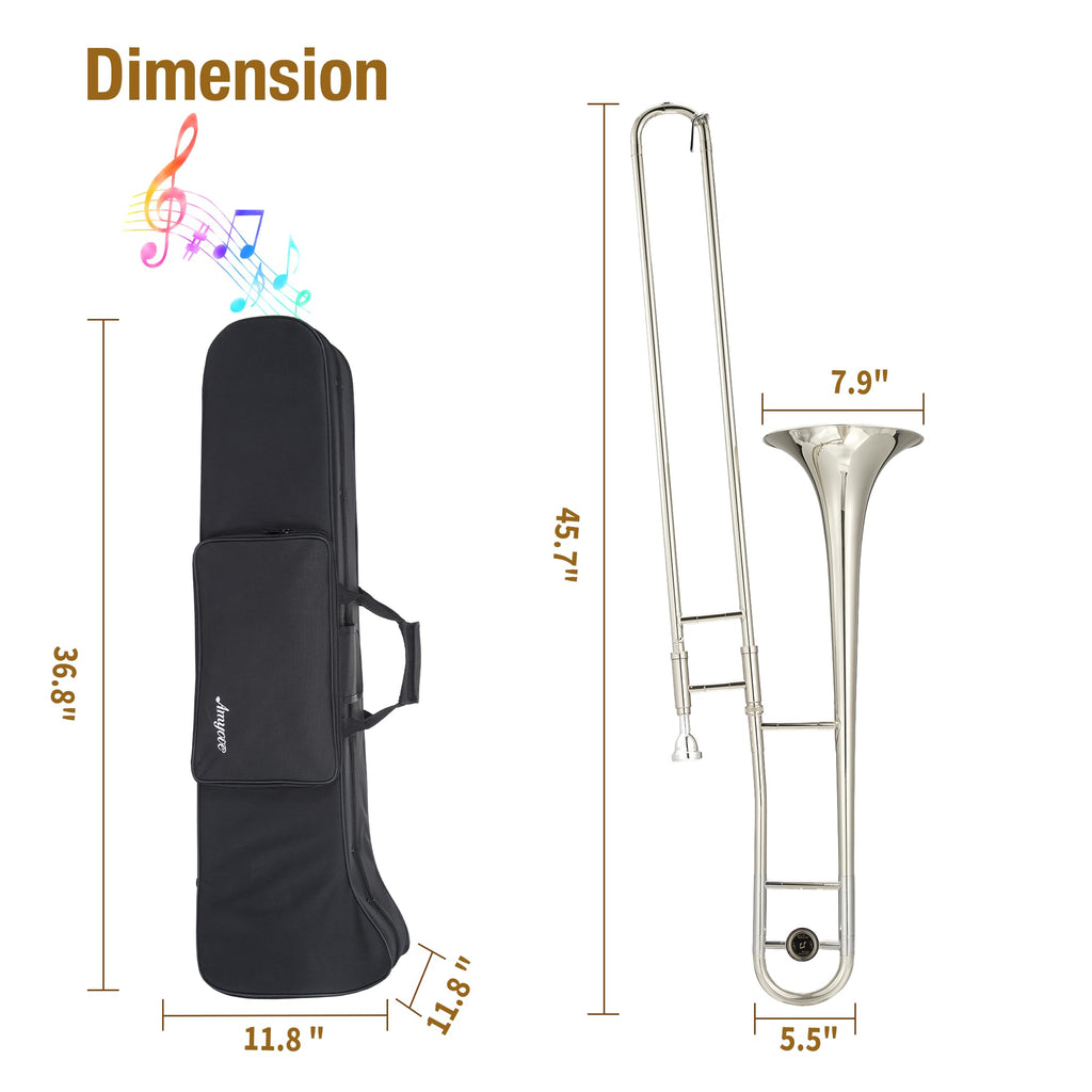 Senfot Alto Trombone Starter Kit, Gold Lacquer Brass with Case, Mouthpiece, Gloves, Cloth; Accurate tone and Penetraing Sound, School Band & Orchestra Essential Instrument
