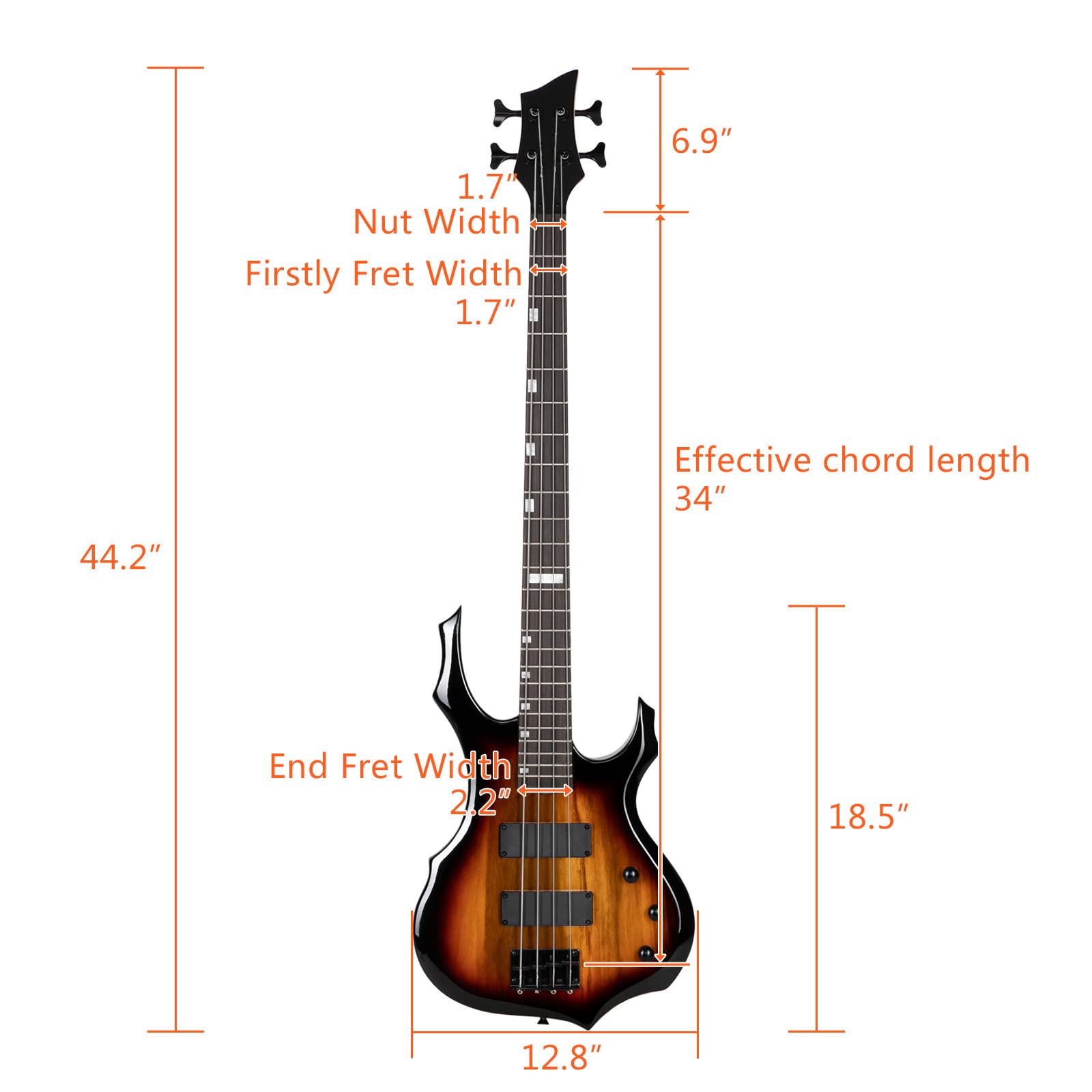 Ktaxon Electric Bass Guitar Full Size Flame Design Bass Set with 20 Watt Amplifier, Portable Bass Bag, Superior Amp Wire, Adjustable Guitar Strap, Plectrum, Wrench Tool(Matte Black)