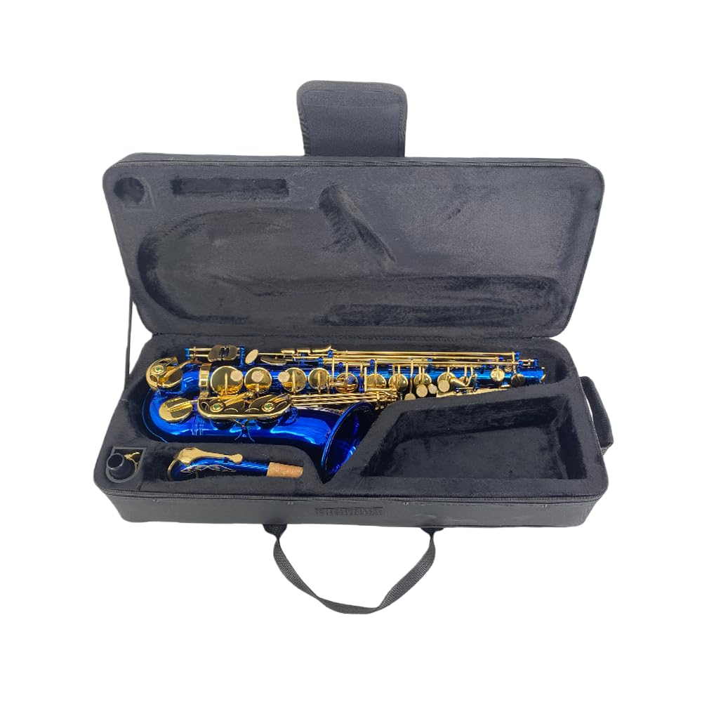Alto Saxophone, Eb Flat Sax Complete Kit with Case & Accessories for Student, Adult & Beginner (Alto Saxophone Set with Mouthpiece, Reeds, Gloves, Cloth & Brush)-Golden