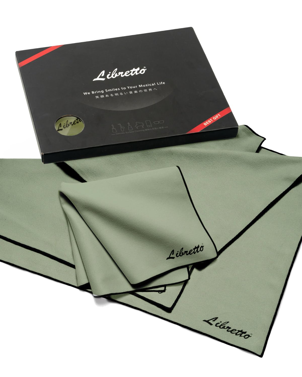 Libretto Microfiber Polish Cloth, 3 Useful Sizes in 1 Pack, Violin and Cello Cleaning & Polishing Products, Blue, Lint-Free, Super Soft, Gift, for Piano, Guitar, Ukulele, Trumpet, Saxophone, Laptop