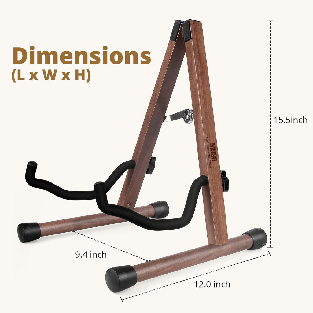 MUSO Cello Stand with Bow Holder,A-Frame Floor Stand with Padded Foam, Handcrafted Cello Rack Fits 1/2, 3/4, 7/8, 4/4 Full-Size and Guitar, Instrument Holder for Home and Studio Display
