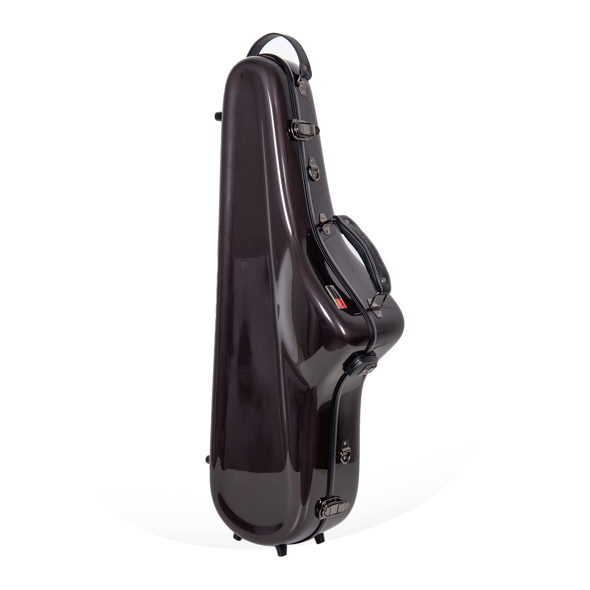 Crossrock Pro-Grade Straight Soprano Saxophone Case | Crimson Red Gloss, TSA Lock, Elite Protection, Detachable Backpack Straps, Accessory Pocket for Professional Musicians