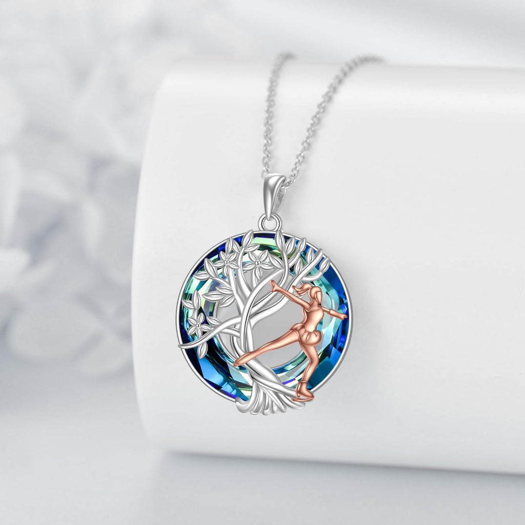 YFN Tree of Life Necklace Sterling Silver Crystal Jewelry Graduation Birthday Gifts for Women