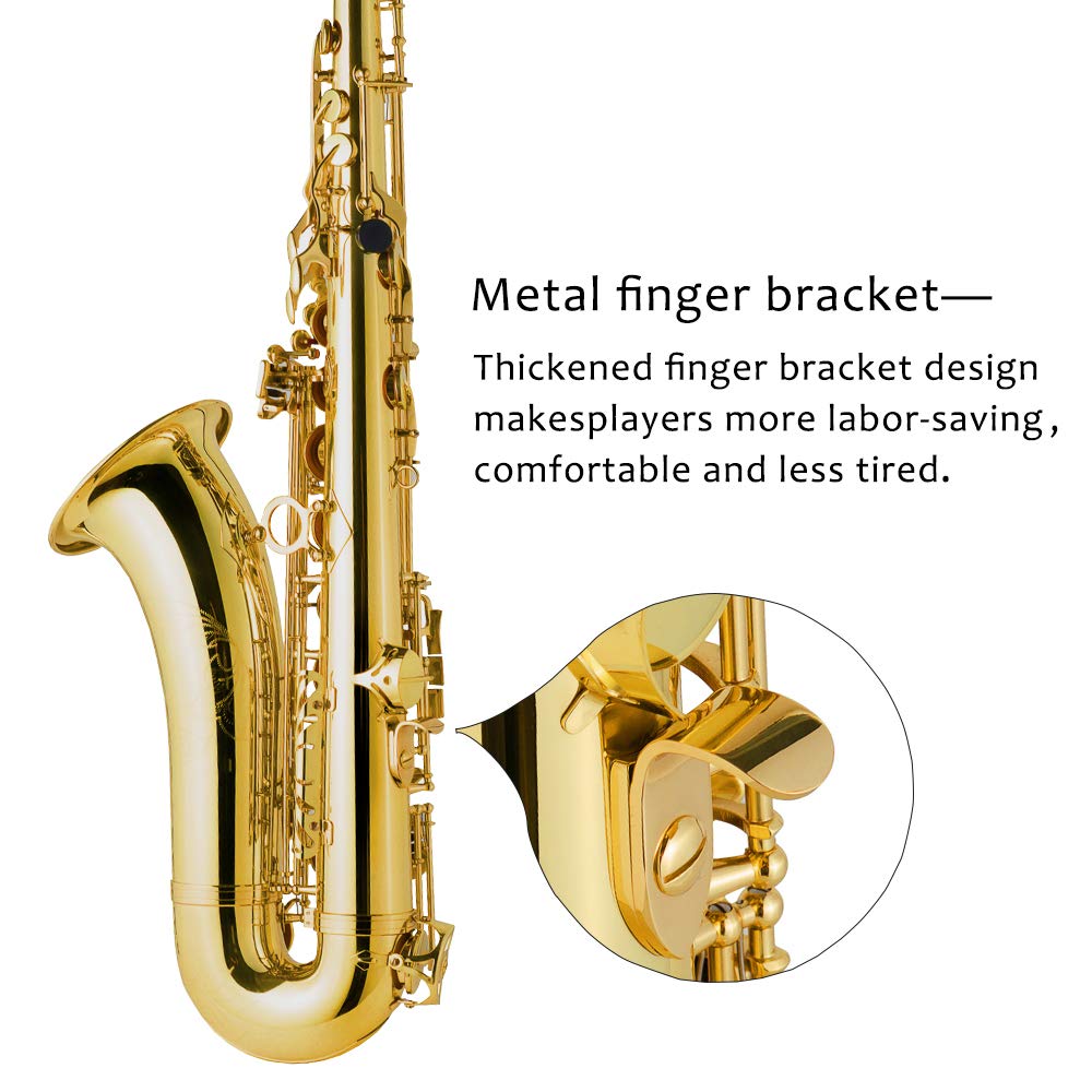 EASTROCK Nickel Tenor Saxophone B Flat Tenor Sax Professional Tenor Saxophone for Beginners Students and Musicians with Carrying Case,Mouthpiece,Reeds,Cushion Pads,Cleaning Kit,Neck Strap