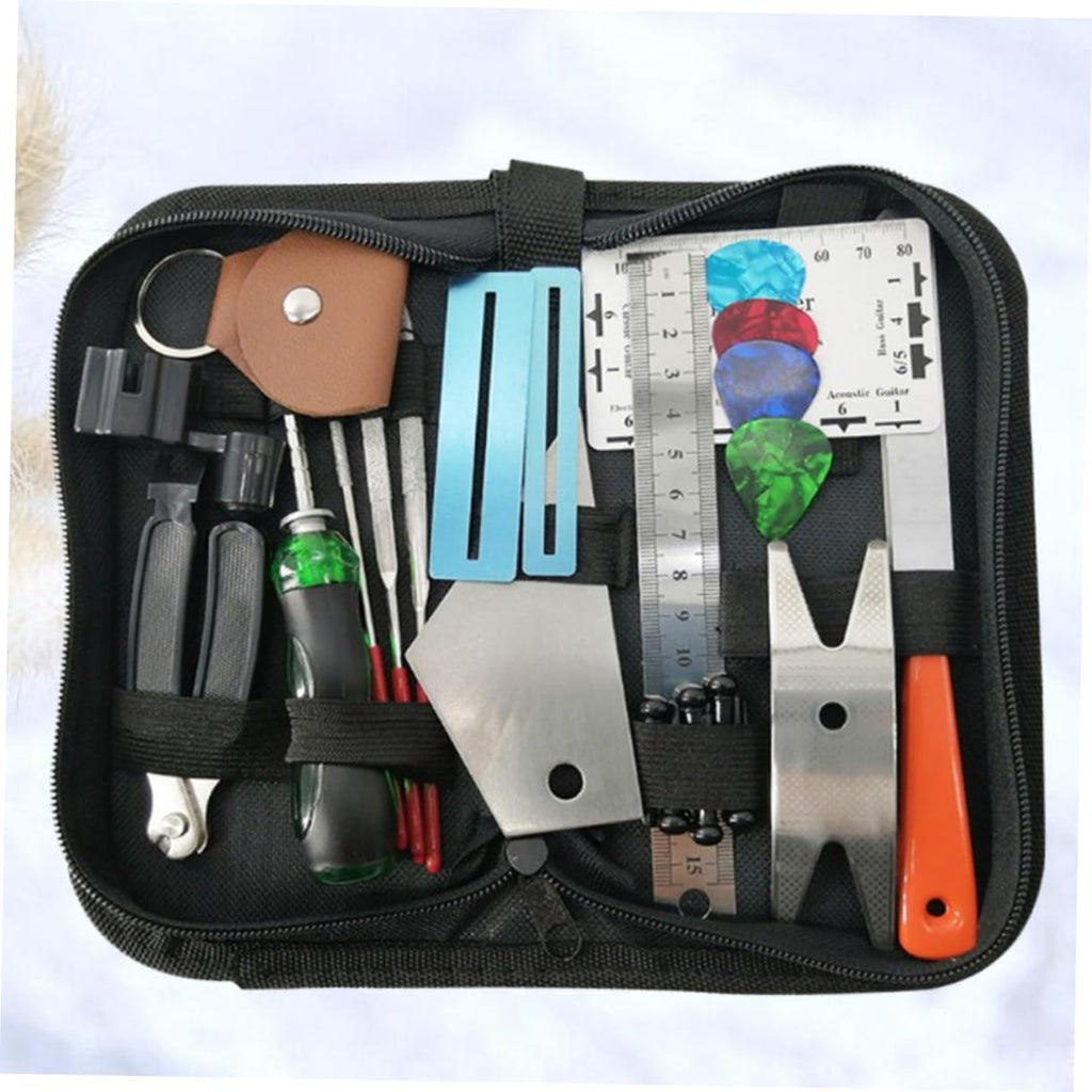 Wakauto Professional Guitar Repair Tool Set String Cutter Nut Files Fret End Beveling File Action Ruler Guard for Guitars