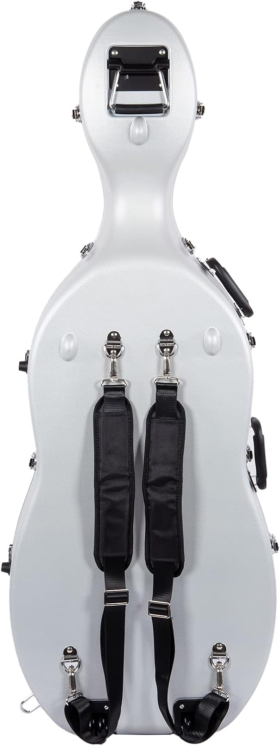 Crossrock Commuter ABS Cello Case for 4/4 & 3/4 | Matte Blue Diamond Shell, Wheels & Backpack Straps – Lightweight Case for Daily Rehearsal & Travel