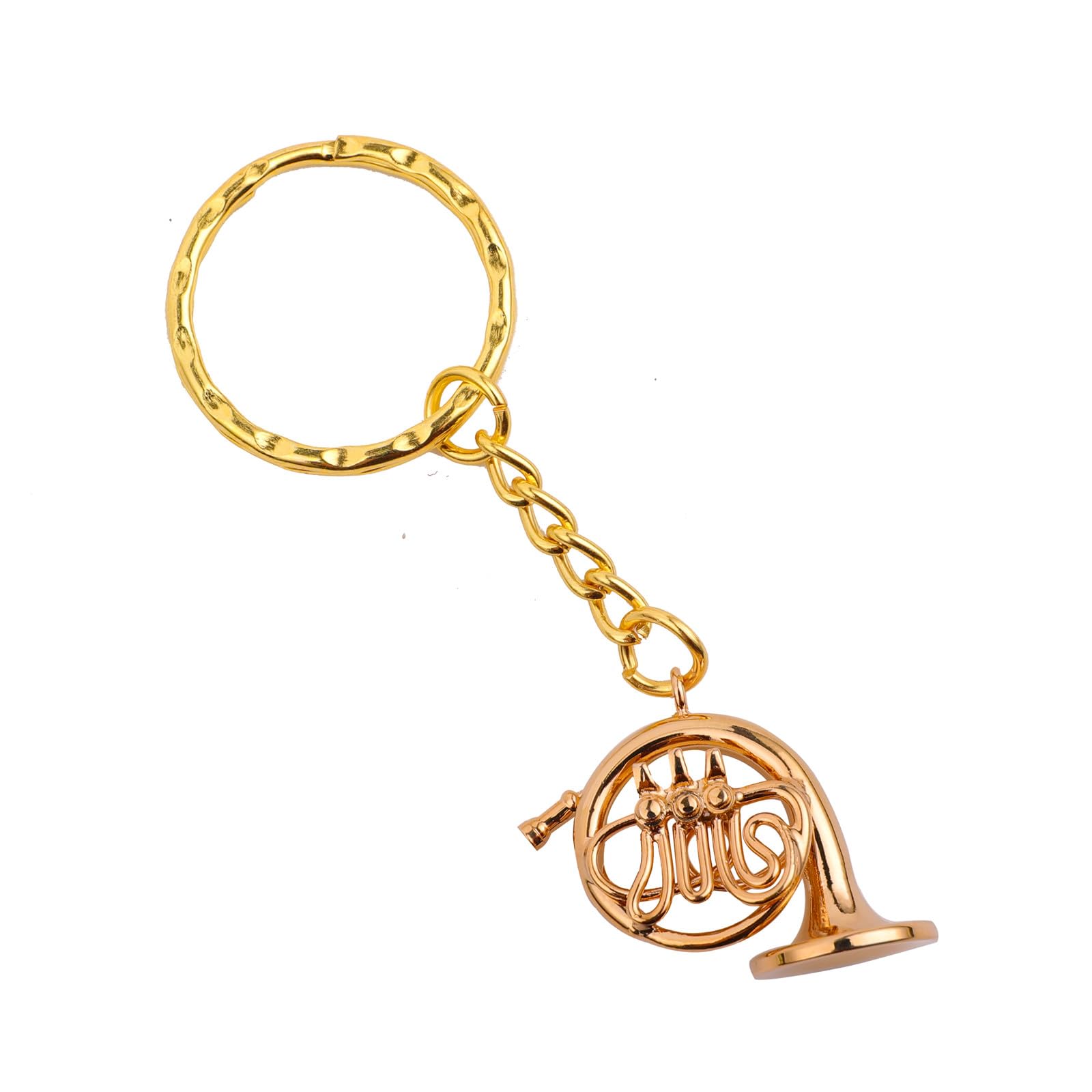 Miniature Musical Instrument Keychain with Case Brass Mini Collectible Figurines Replica Key Ring Birthday Gifts