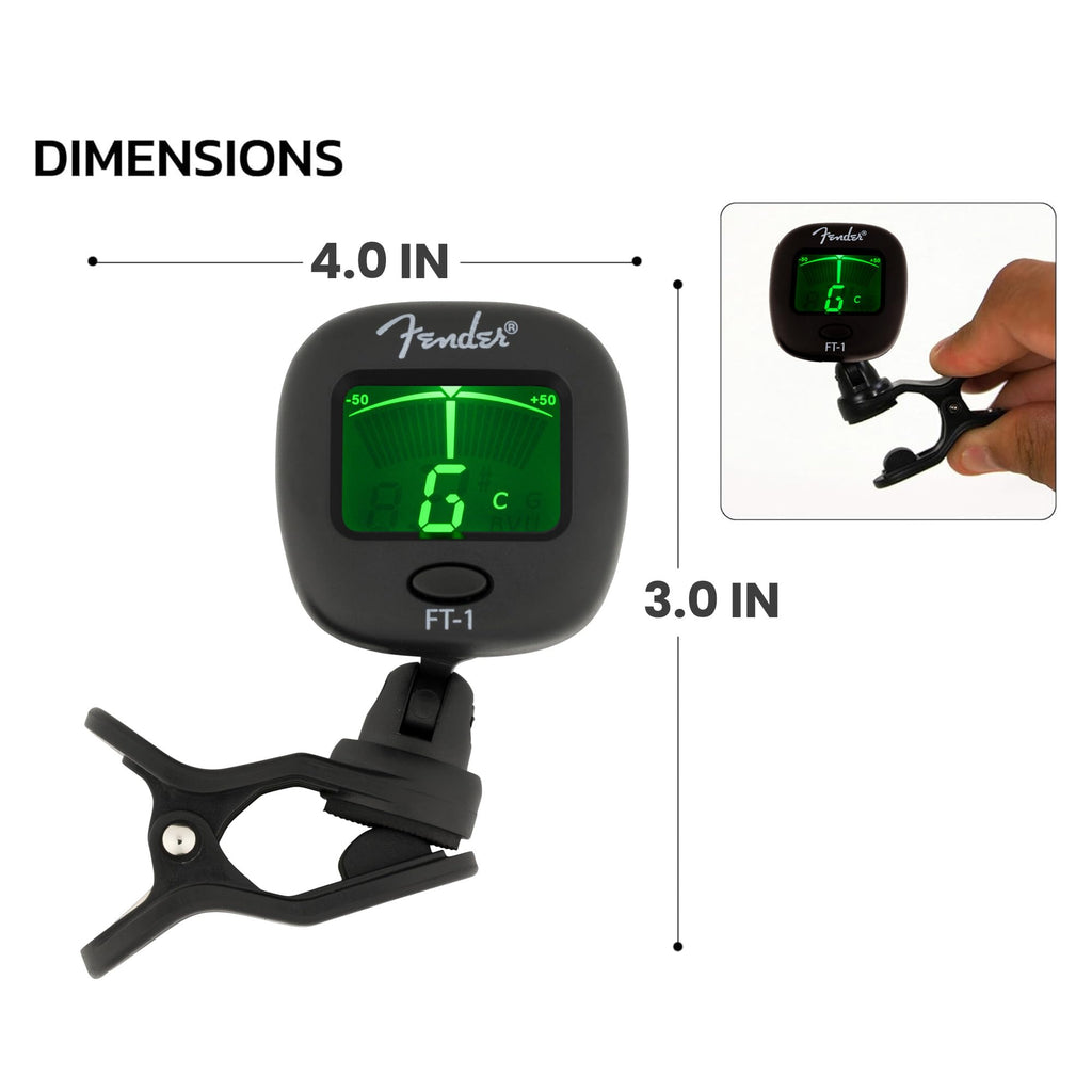 Fender FCT-2 Professional Multi-Instrument Clip-On Tuner for Guitar, Bass, Ukulele, and Violin