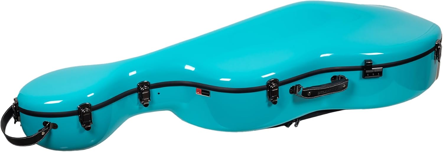 Crossrock Fiberglass 4/4 Cello Case with Wheels – Mint Blue Finish, Grey Velvet Interior, Lock, Music Pouch – Hardshell Travel Case (CRF2020CEFMB)