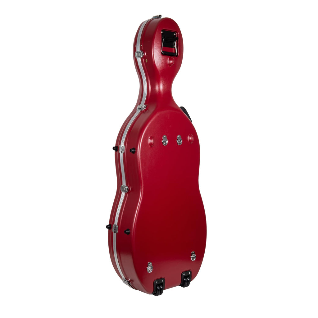 Crossrock ABS Cello Case for 4/4 & 3/4 Size | Wine Red Velvet Interior, Molded Hardshell with Wheels, Lock, Dual Bow Holders & Backpack Straps-Dark Red (CRA862CEFDR)