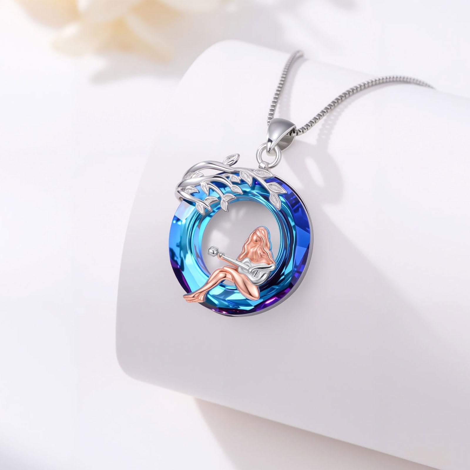 Sport/Music Necklace for Women 925 Sterling Silver Crystal Pendant Tree of Life Jewelry Gifts for Sport Players