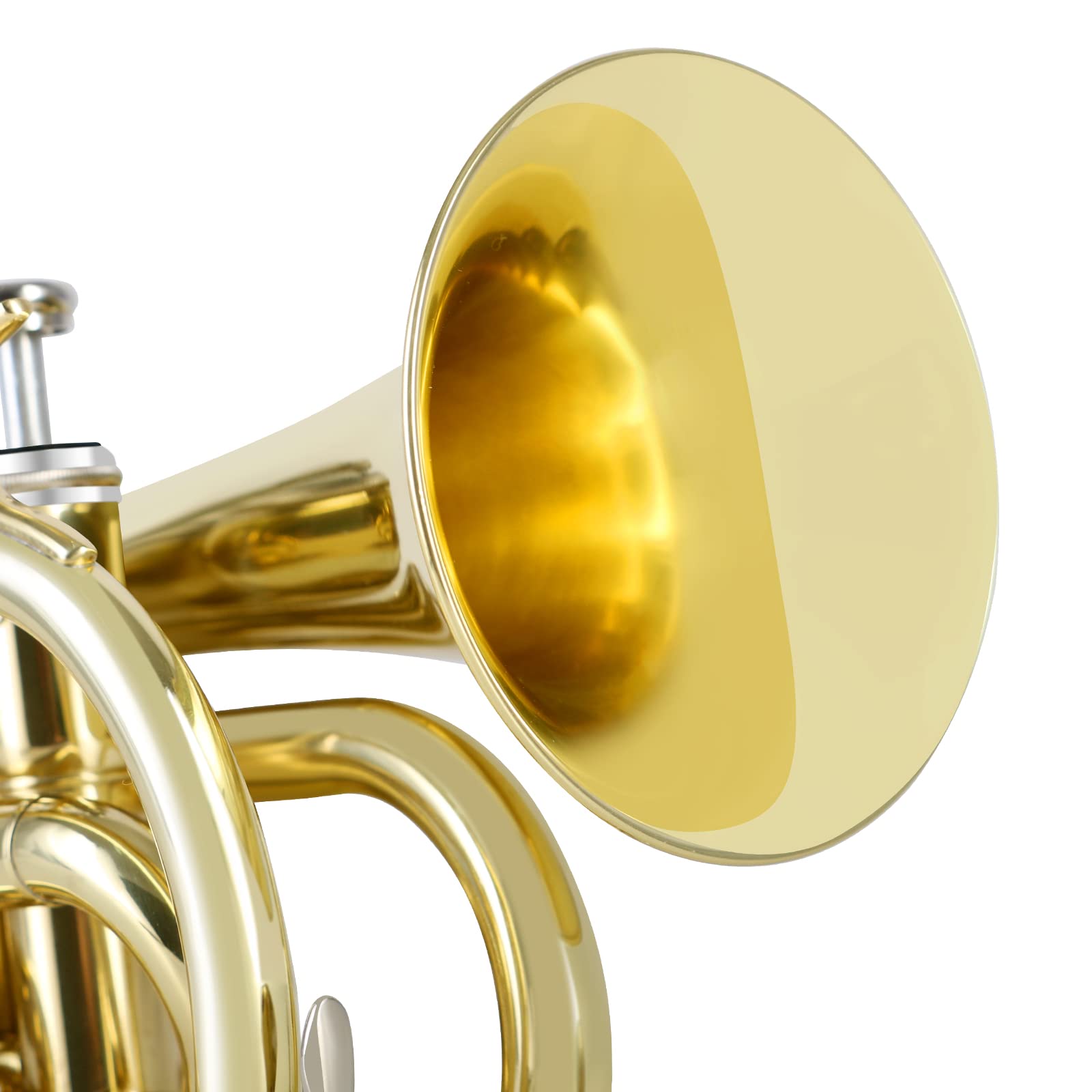 EastRock Pocket Trumpet Brass Bb Nickel Plated Trumpet with 7 C Mouthpiece, Hard Case, Strap, White Gloves, Cleaning Kit for Students and Beginners
