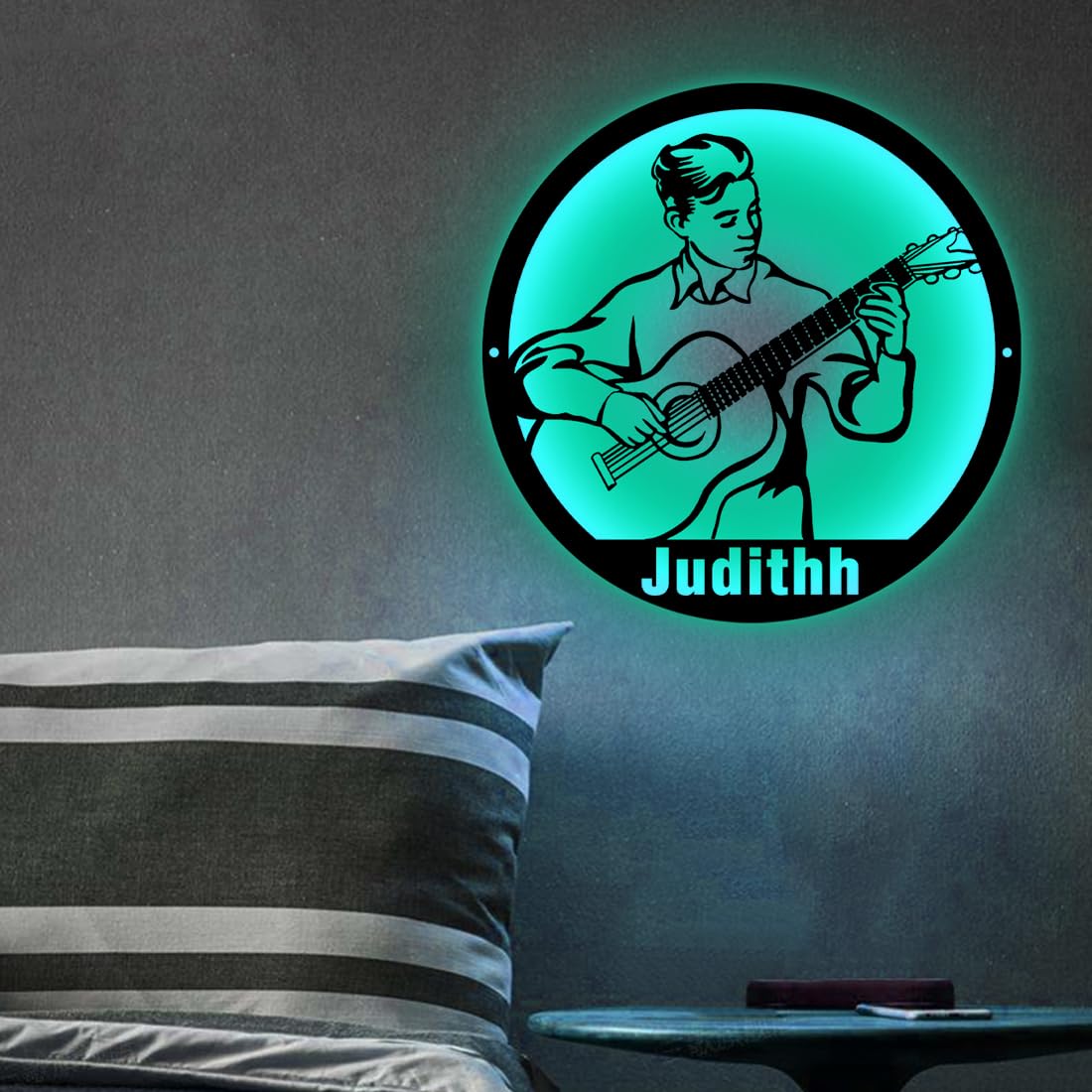 Personalzied Guitarist Name Wall Sign LED Lights Custom Cello Wall Art Music Neon Sign Electric Guitar Night Light Rock DJ LED Lamp Music Studio Plaque Musical Shed Name Plaque for Teacher