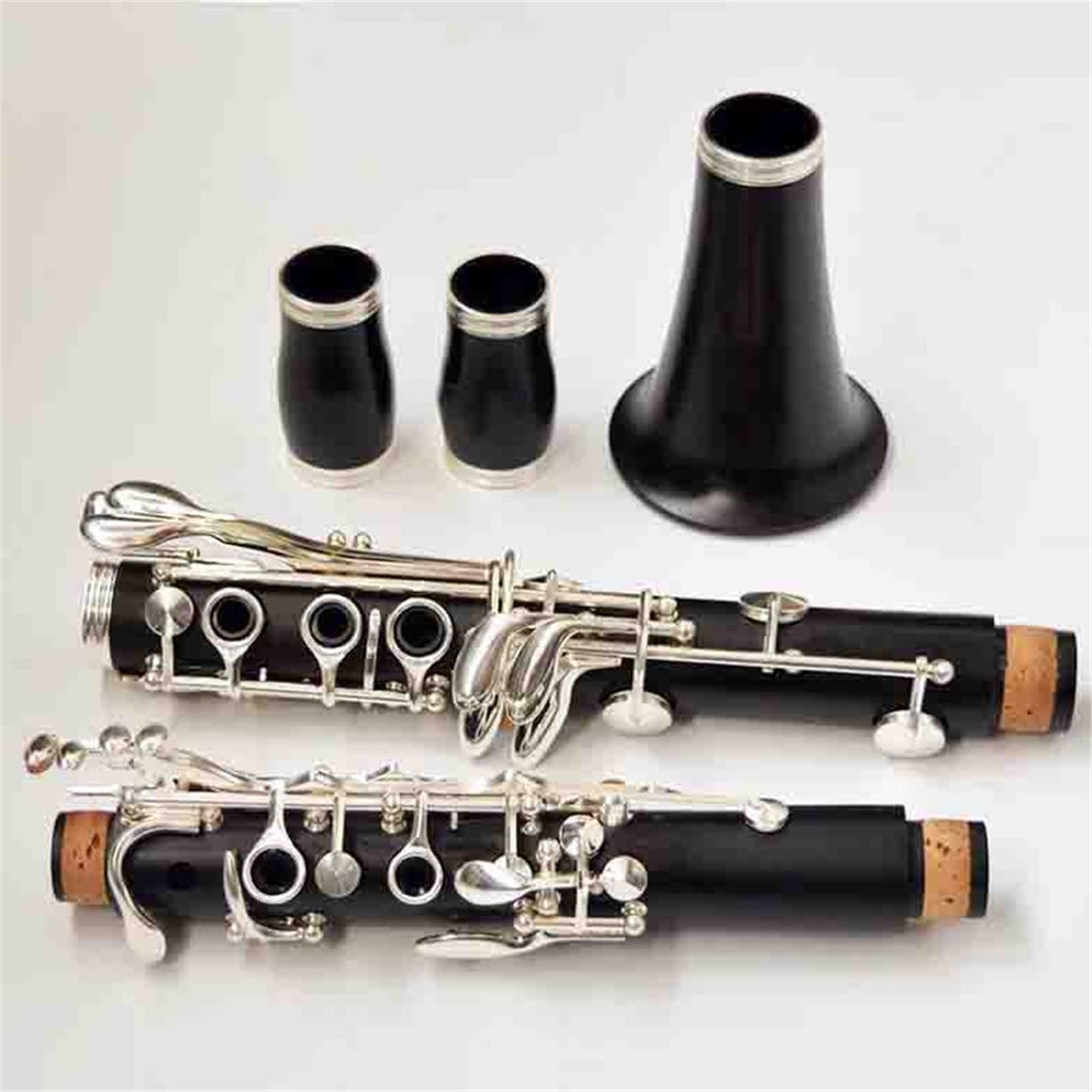 Professional Ebony Clarinet Bb17 Key Silver Copper Woodwind Instrument Clarinet Instrument(2)
