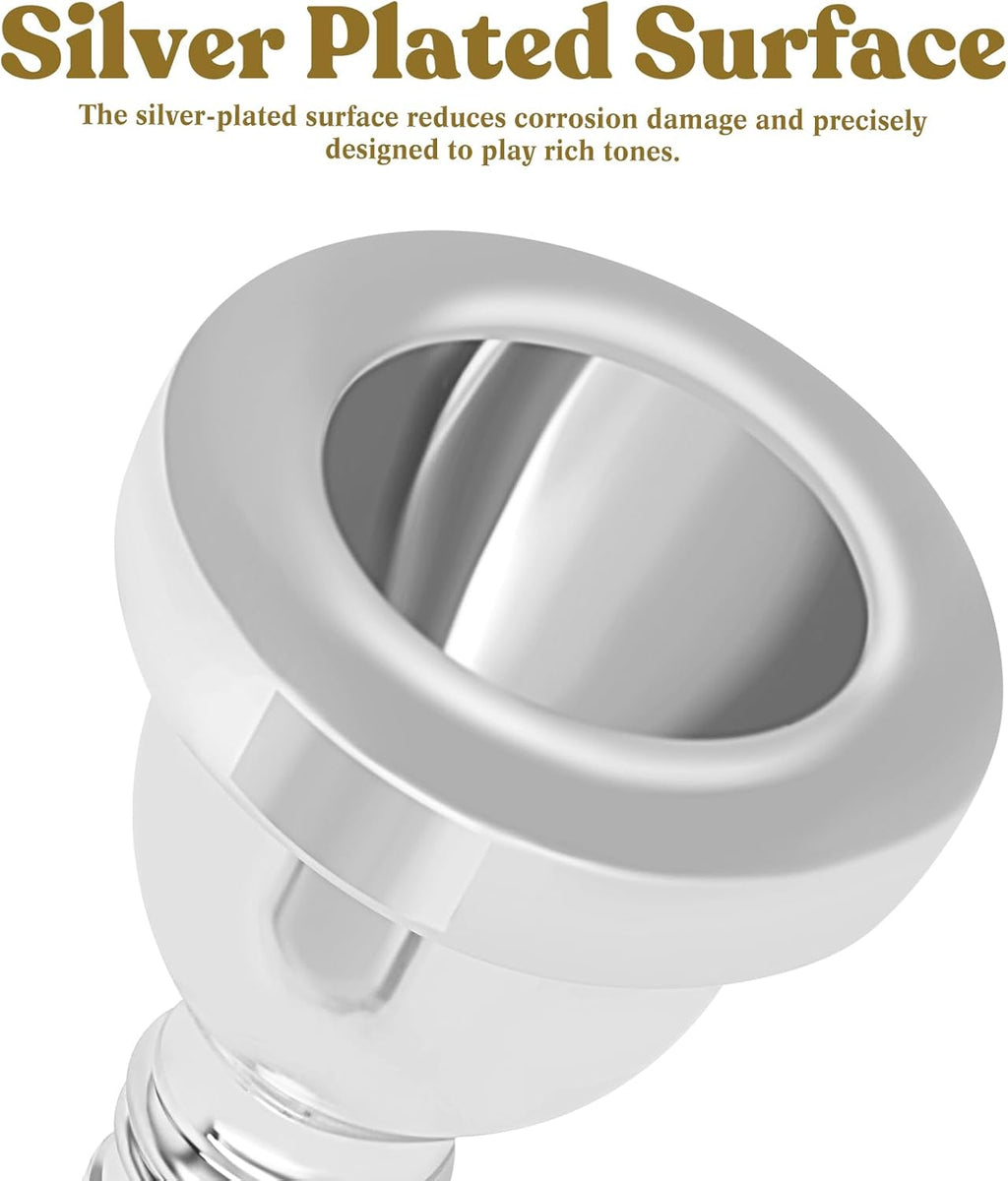 ROWELL 12C Trombone Mouthpiece Silver Plated with Vacuum Packing Fits Small Bore Trombones, Alto Trombone, Ideal for Beginner