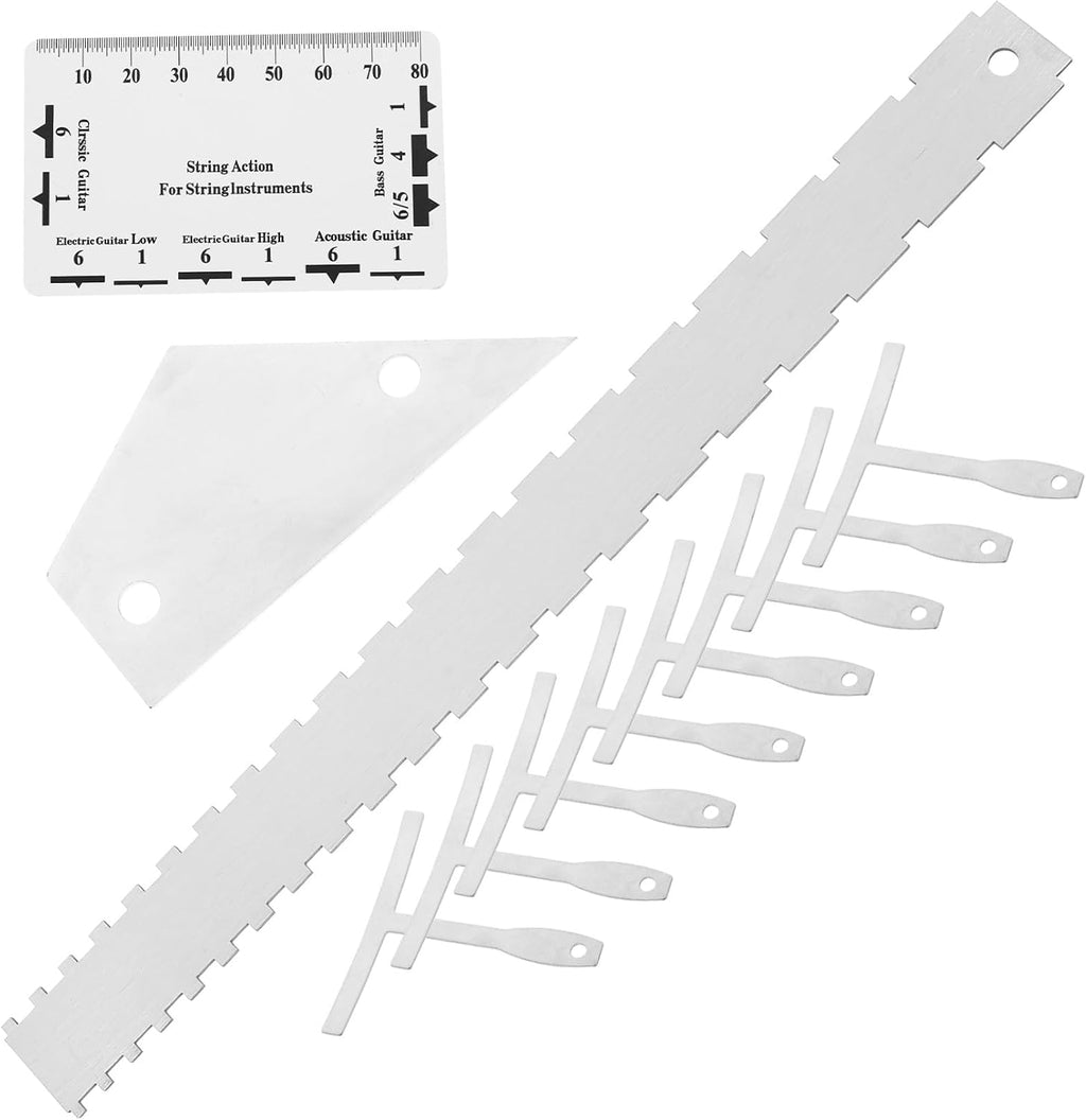 Yardwe 12-Piece Guitar Setup Tool Kit Includes String Action Ruler Notched Radius Gauge Fret Rocker for Electric and Acoustic Guitar Bass and Ukulele