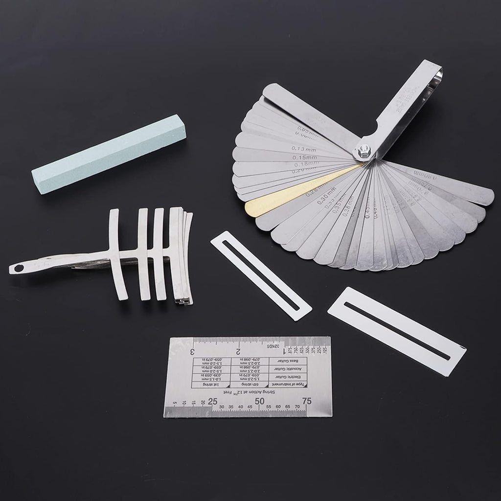 GOTOTOP Guitar Repair Kit Stainless Steel Guitar Tools Set with Radius Gauge String Action Ruler and Sander for Electric Bass Banjo Mandolin Players and Setup Work
