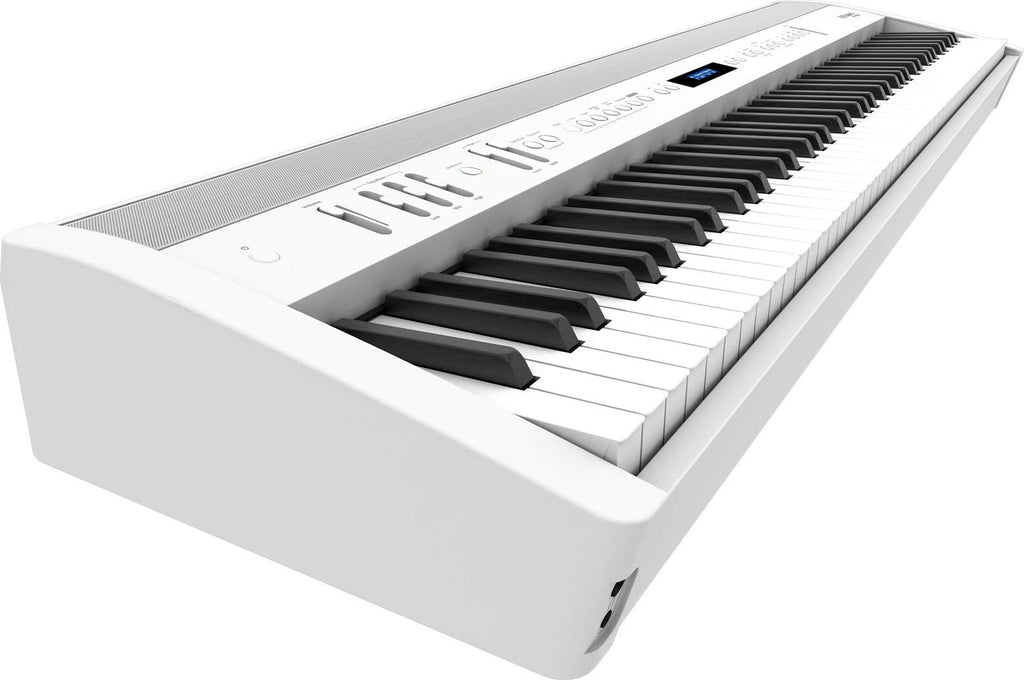 Roland FP-60X 88-Key Digital Piano - White Bundle with Adjustable Stand, Bench, Deluxe Sustain Pedal, Online Piano Lessons, Instructional DVD, and Austin Bazaar Polishing Cloth