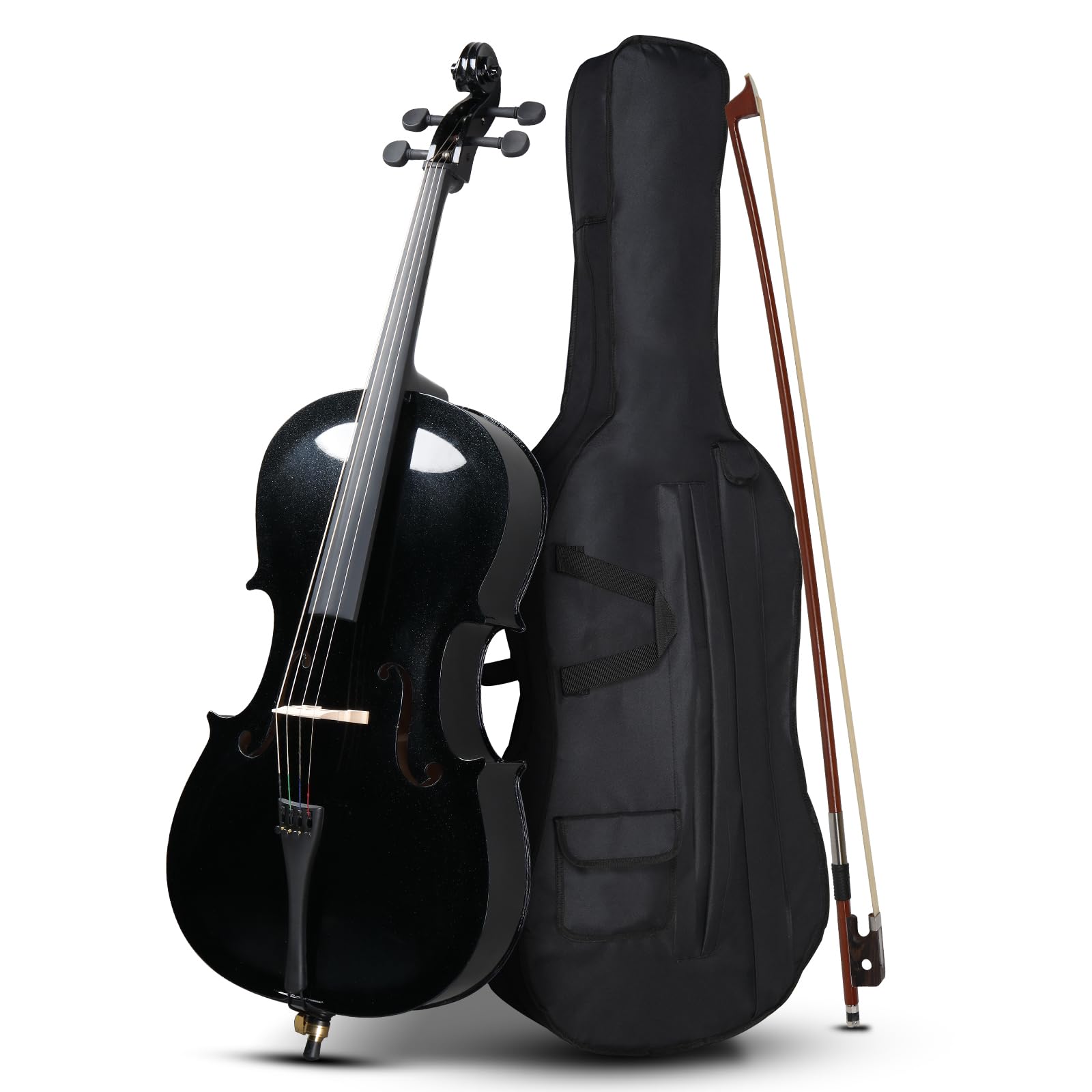 Ktaxon Full-Size Cello, Beginner Cello 4/4, Acoustic Cello Set with Portable Bag, Bow, Rosin, Bridge, Adults & Kids String Musical Instruments(White)
