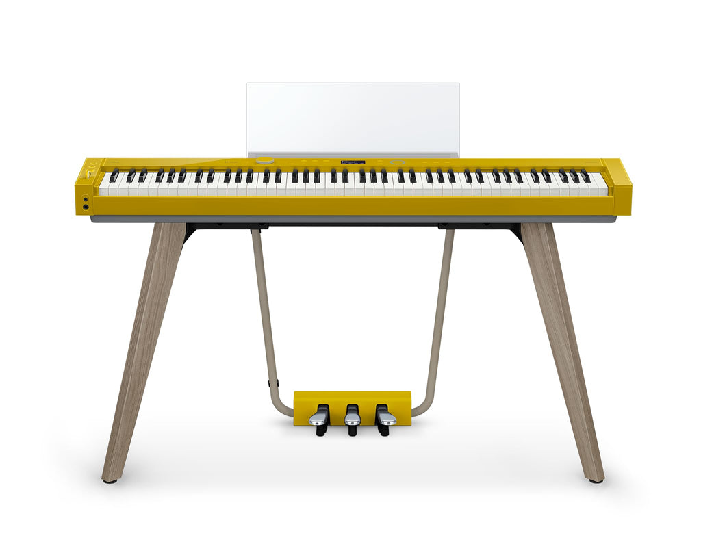 Casio Privia PX-S7000 Portable Digital Piano w/88 Hybrid Weighted Keys, 400 Tones, Touch Sensor Controls, Stand w/ 3 Pedals, Bluetooth, USB, AC Adapter, 32W Speakers, Harmonious Mustard (PX-S7000HM)