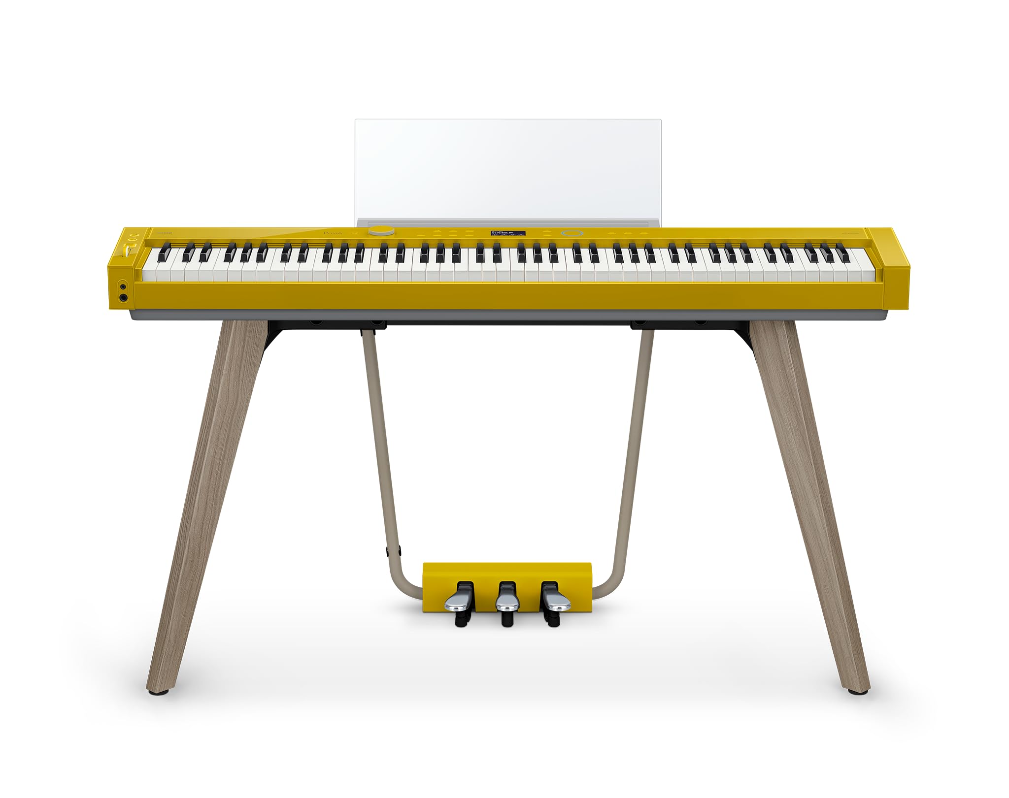 Casio Privia PX-S7000 Portable Digital Piano w/88 Hybrid Weighted Keys, 400 Tones, Touch Sensor Controls, Stand w/ 3 Pedals, Bluetooth, USB, AC Adapter, 32W Speakers, Harmonious Mustard (PX-S7000HM)