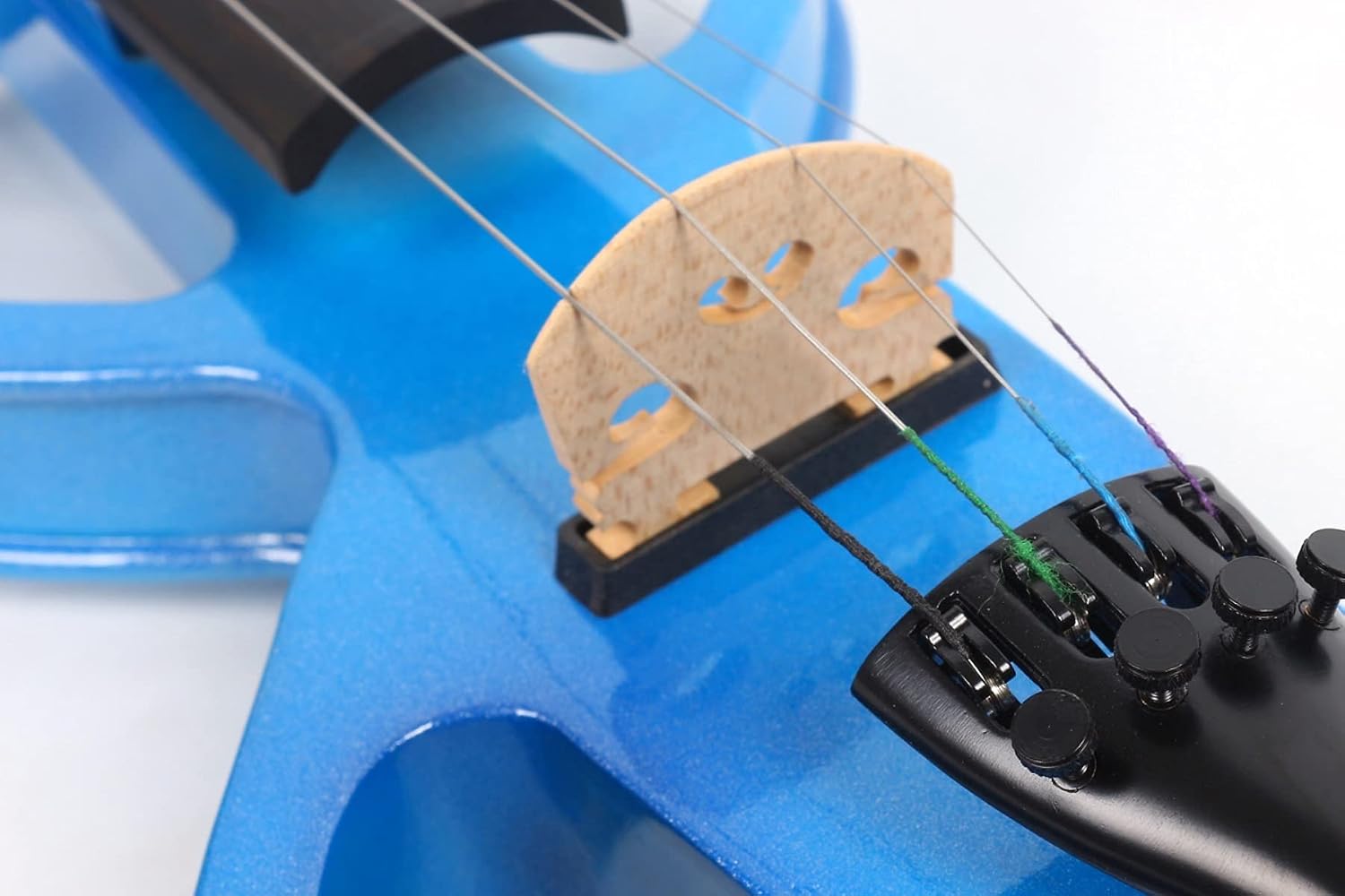 Cello Kit Violin Blue 4/4 Electric Silent Violin Hand-Made Case+Bow+Cable
