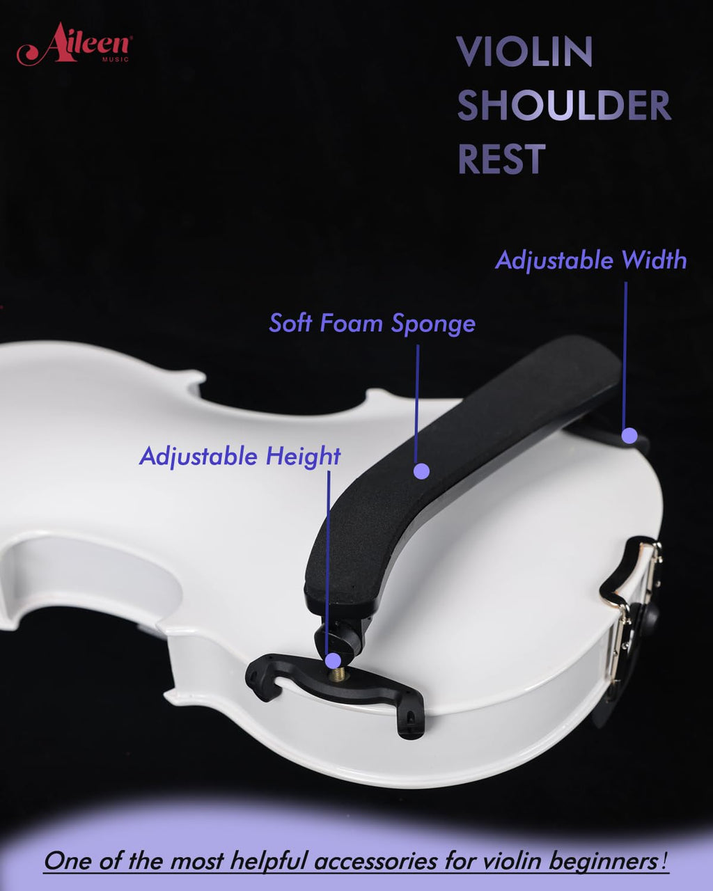 Aileen Violin 4/4 Full Size for Adults Beginners, Black Fiddle Starter Kit for Students Age 12+, including Music Stand, Unique New Fingerboard Sticker, Mute