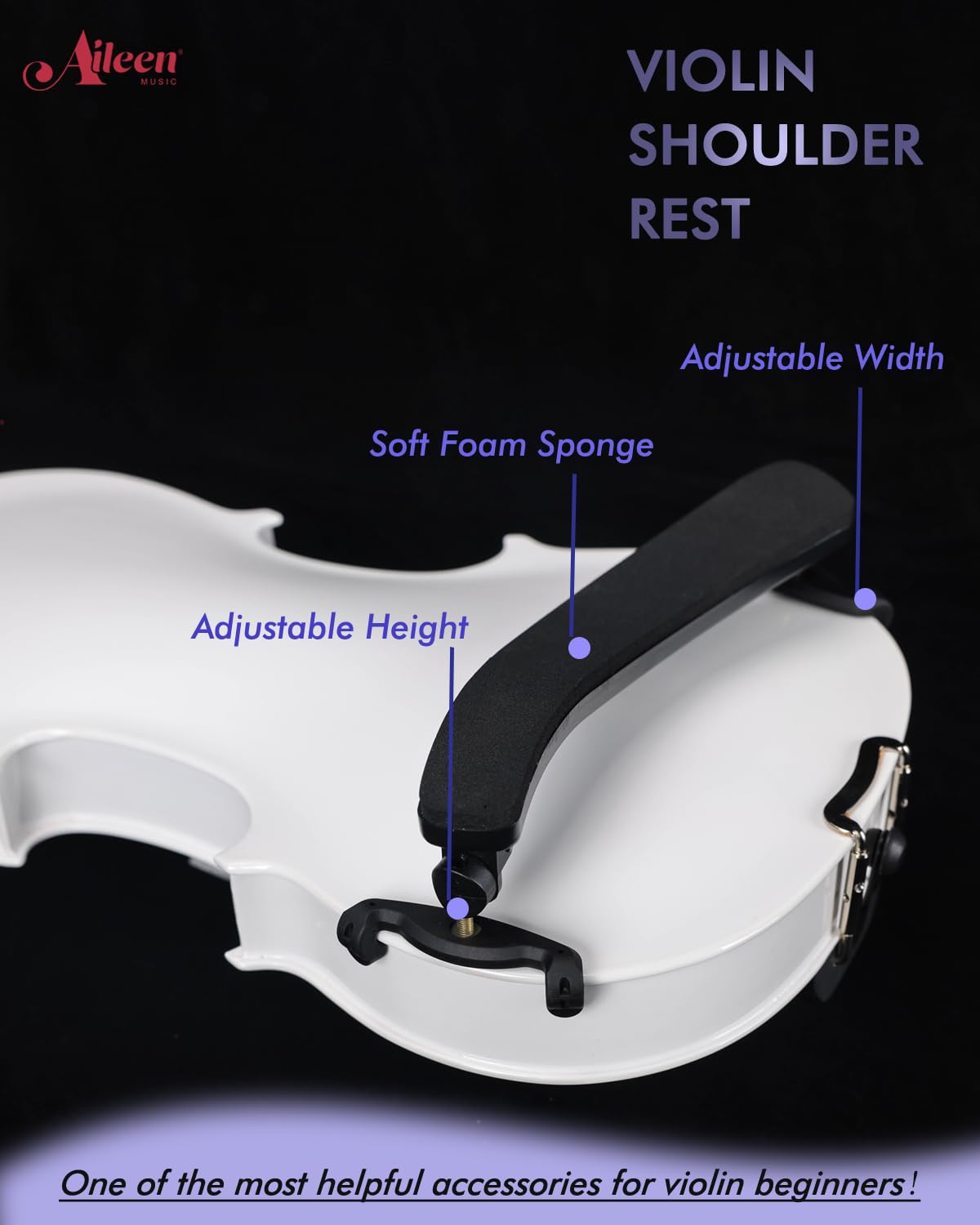Aileen Violin 4/4 Full Size for Adults Beginners, Black Fiddle Starter Kit for Students Age 12+, including Music Stand, Unique New Fingerboard Sticker, Mute