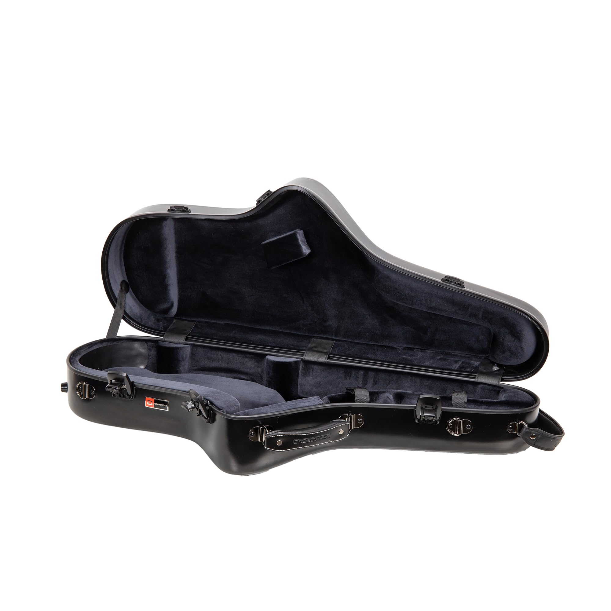 Crossrock Low A Baritone Saxophone Case with Wheels | Polycarbonate Hard Shell, TSA Lock, Anti-Scratch Finish, Neck & Mouthpiece Storage–Black (CRF4050BSBK)