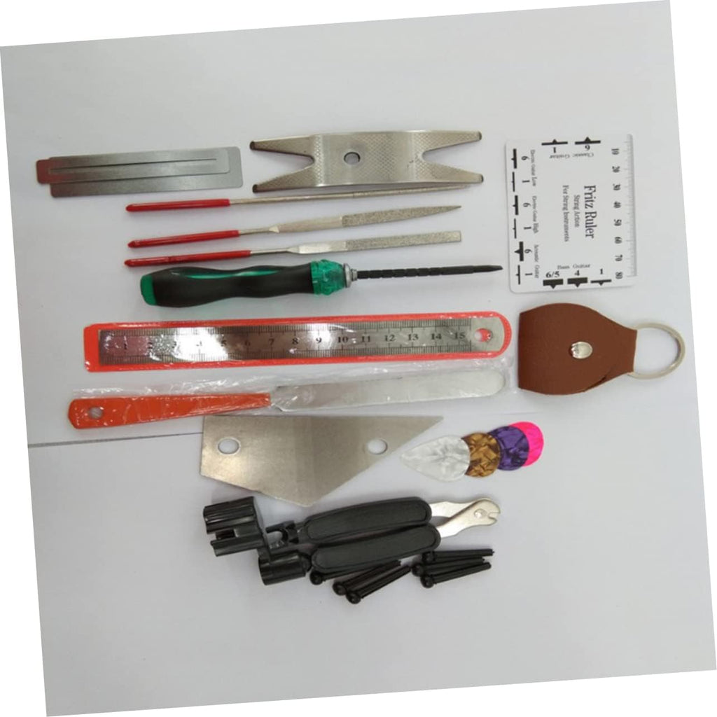 Wakauto Professional Guitar Repair Tool Set String Cutter Nut Files Fret End Beveling File Action Ruler Guard for Guitars