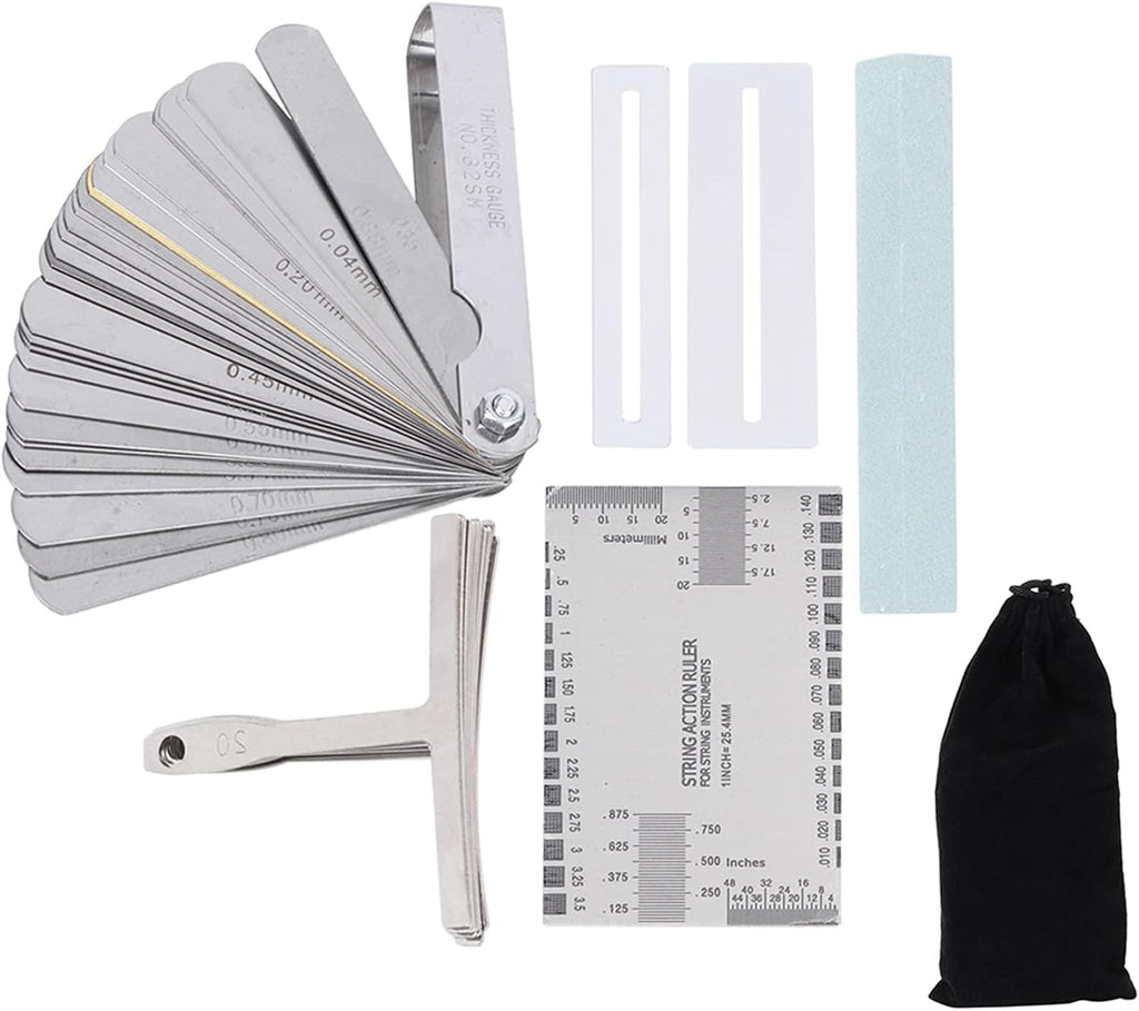 Guitar Tool Set, Including Sander Radius Gauge String Action Ruler Fingerboard Guards, For the Measurement And Adjustment Of Electric Guitar, Bass