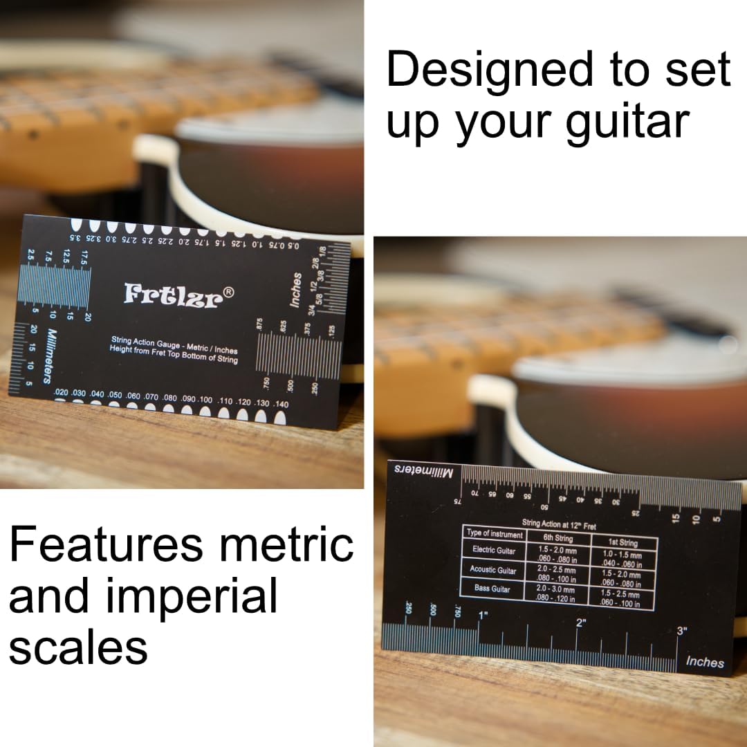 Guitar String Action Gauge, Metric/Inch Ruler, String Height Measurement Tool, Guitar Setup Tool