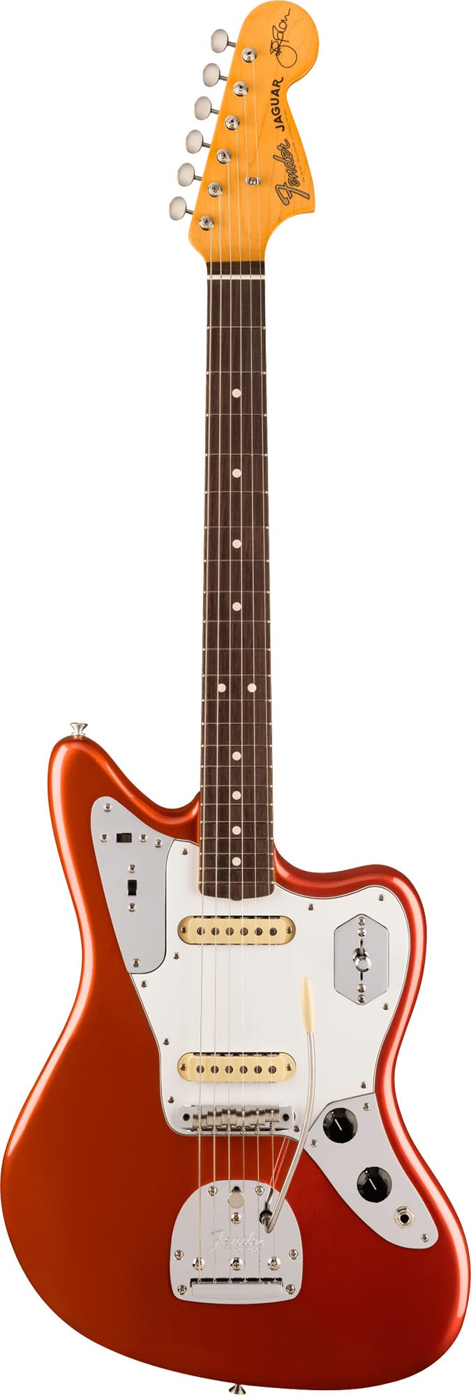 Fender Johnny Marr Jaguar - Olympic White Bundle with Tweed Case, Cable, Strap, and Guitar Cleaning Kit
