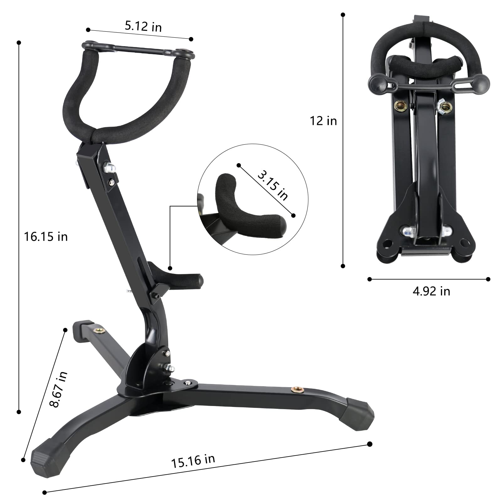 EASTROCK Alto&Tenor Saxophone Wall Stand Saxophone Wall Mount Saxophone Holder Rack (Saxophone Wall Stand), Black