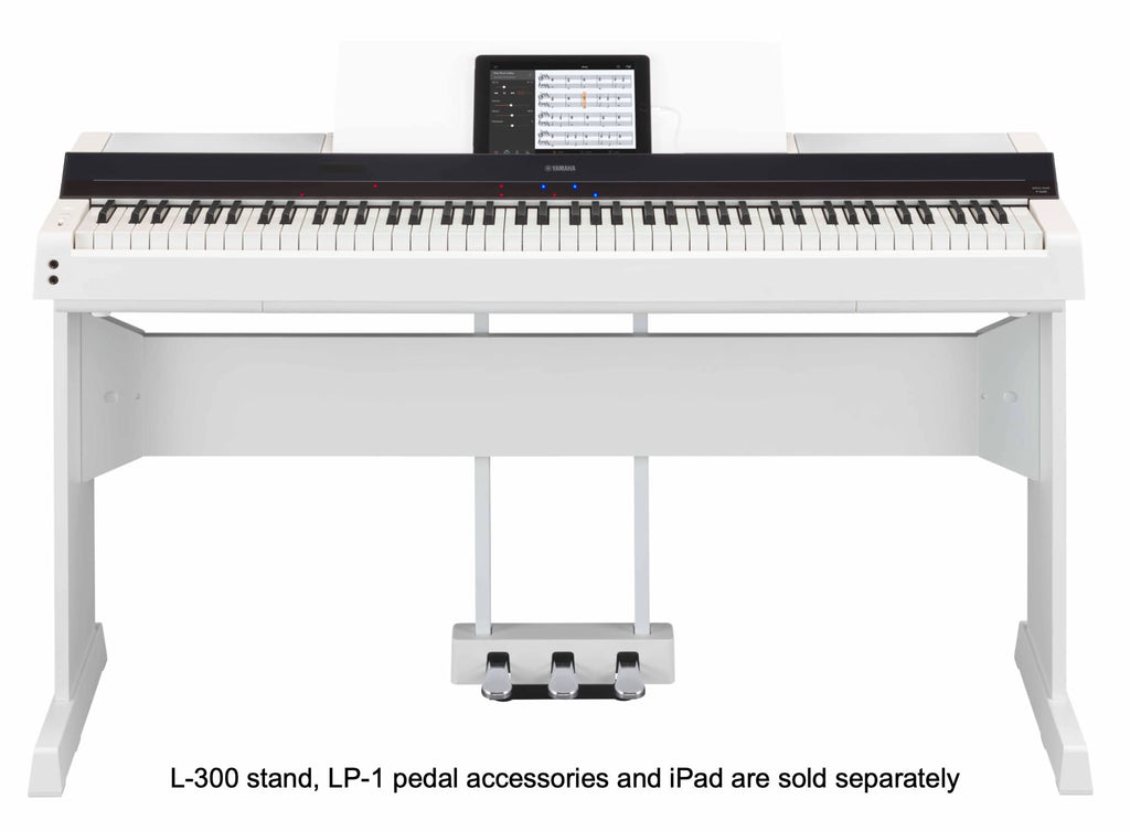 Yamaha PS500 88-key Smart Digital Piano w/Stream Lights Technology, PA500C Power Adapter and FC4A Sustain Pedal, White