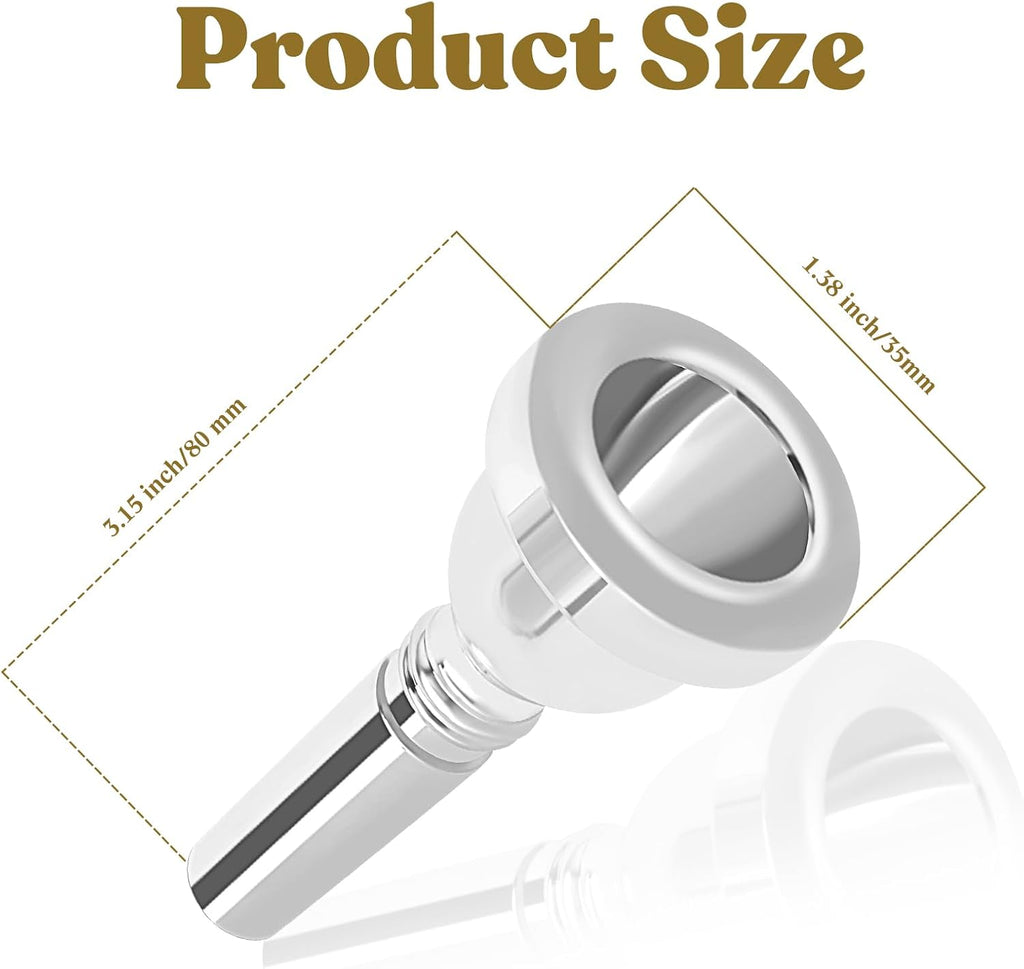 ROWELL 12C Trombone Mouthpiece Silver Plated with Vacuum Packing Fits Small Bore Trombones, Alto Trombone, Ideal for Beginner