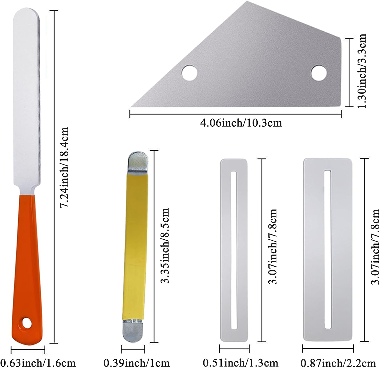 Guitar Luthier Tool Set, Guitar Fret Crowning File, Fret Leveling Beam, String Action Ruler Gauge, Feeler Gauge, Fret Rocker, Fingerboard Guards, String Spreaders and Replacement Sanding Papers