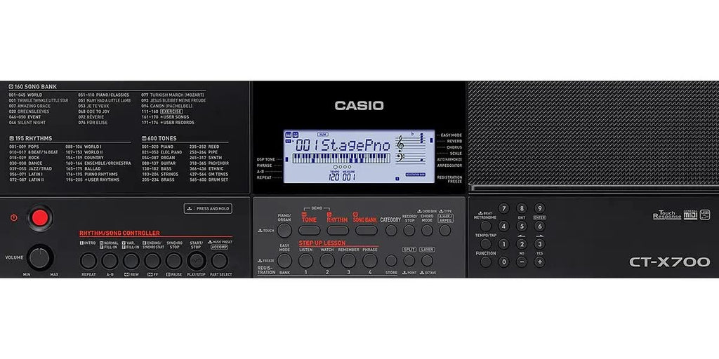 Casio CT-X700 Portable Keyboard Bundle with Adjustable Stand, Bench, Headphones, Sustain Pedal, Power Supply, Instructional DVD, and Austin Bazaar Polishing Cloth