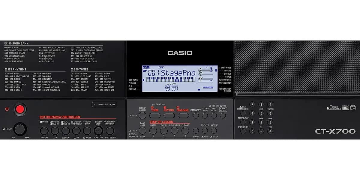 Casio CT-X700 Portable Keyboard Bundle with Adjustable Stand, Bench, Headphones, Sustain Pedal, Power Supply, Instructional DVD, and Austin Bazaar Polishing Cloth