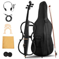 Electric Cello, Full Size Silent Practice Cello with Headphone Jack & Carry Bag, Professional Cello for Beginners/Adults