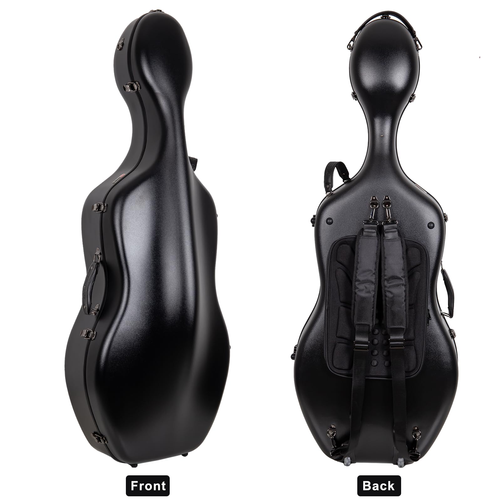 Crossrock Poly Carbon Cello Case for 4/4 Full Size | Red Matte Finish, Black Velvet Interior, Wheels, Music Pouch – Lightweight Protection Series
