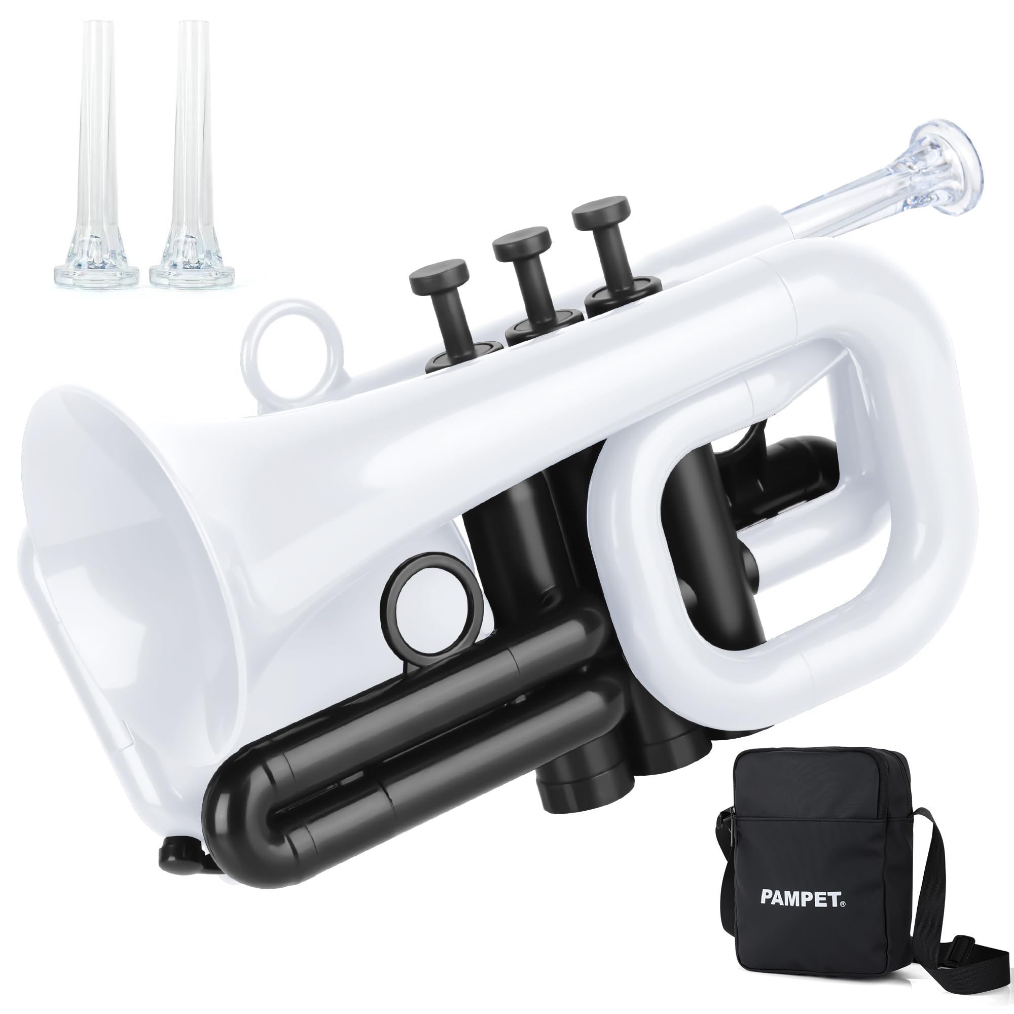PAMPET DOLPHIN Pocket Trumpet Plastic Bb Trumpet Standard Trumpets for Student Beginner Bb Trumpets Instrument (Black)