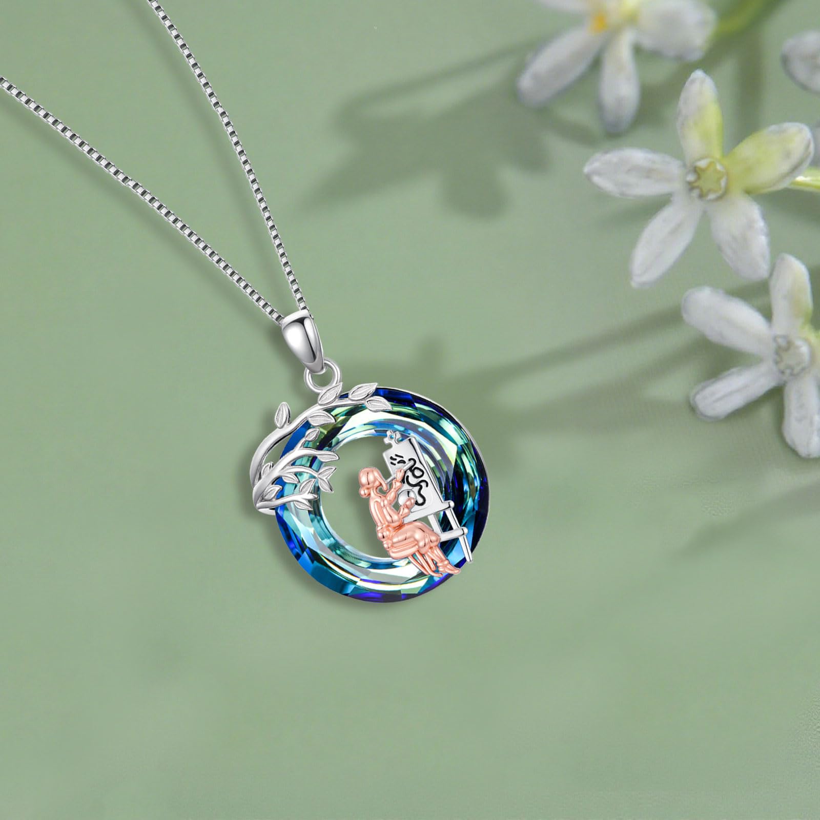 Sport/Music Necklace for Women 925 Sterling Silver Crystal Pendant Tree of Life Jewelry Gifts for Sport Players